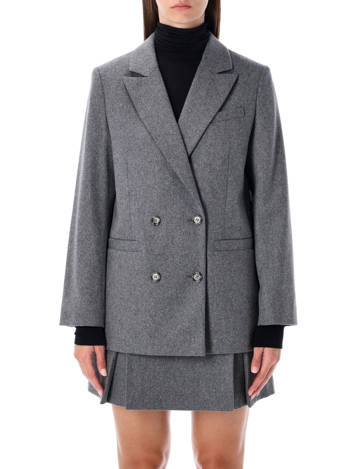 A.P.C. Lucy double-breasted wool blazer Heater Grey Recycled