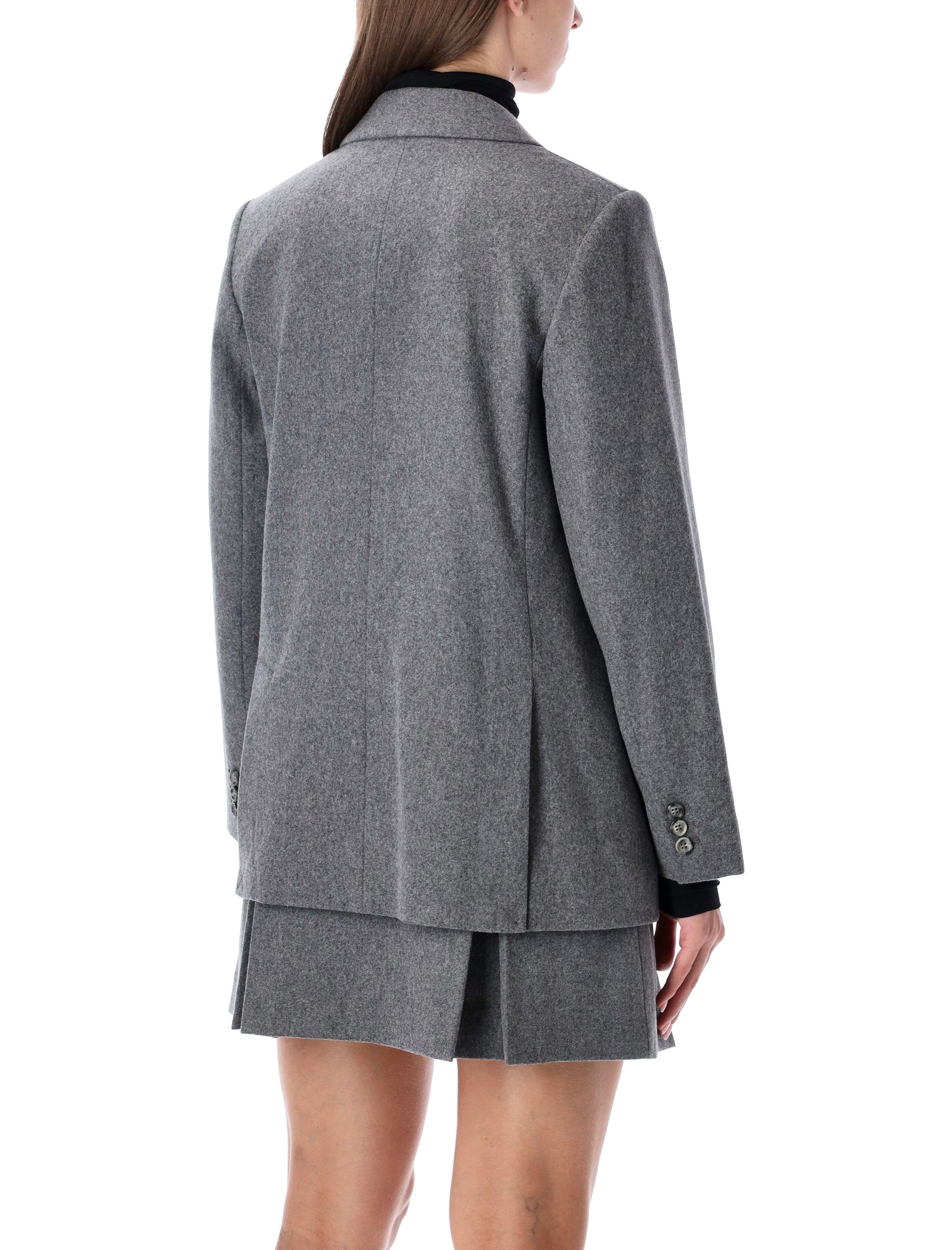 A.P.C. Lucy double-breasted wool blazer Heater Grey Recycled