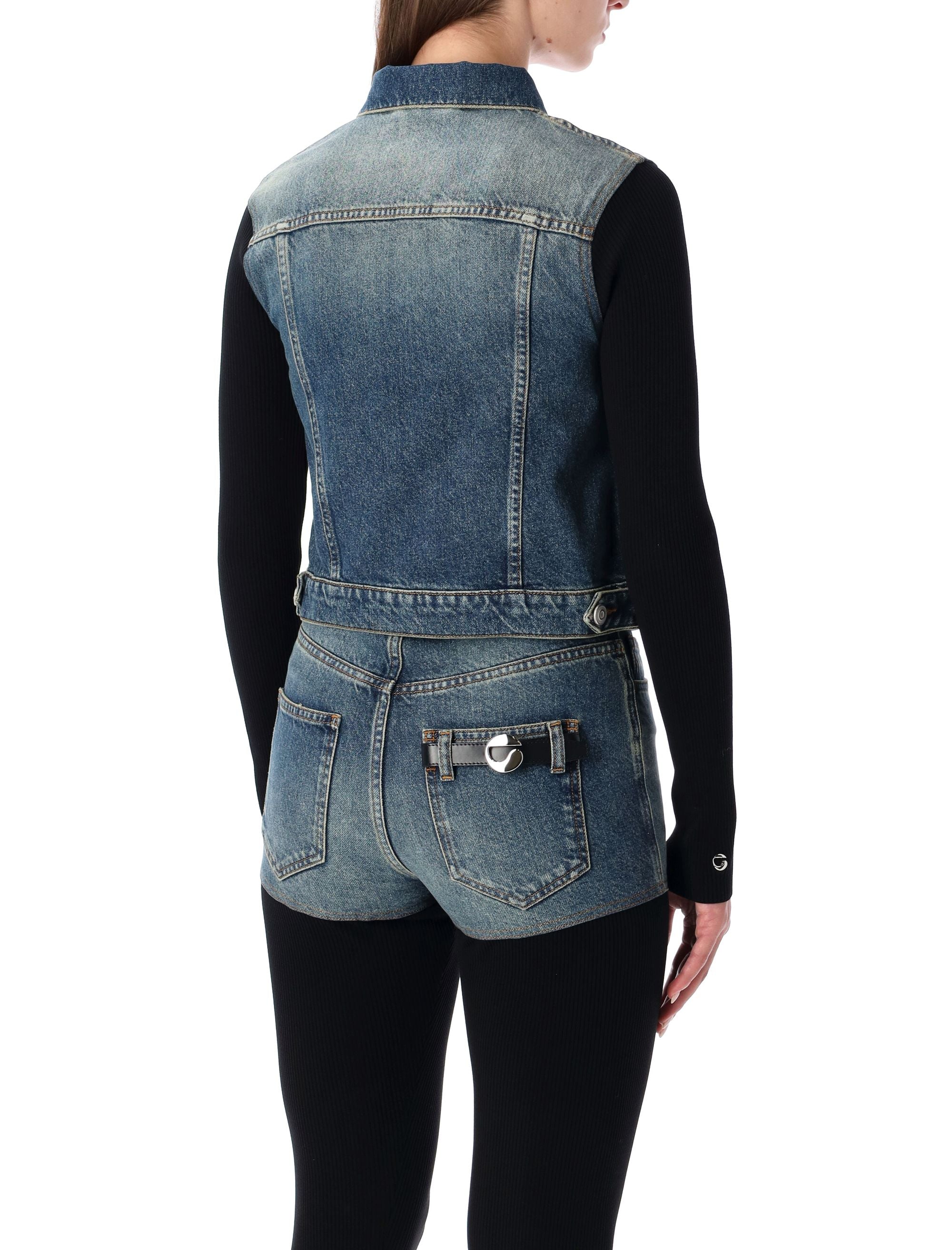 Hybrid Rib Knit and Denim Trompe-lŒil Jacket Coperni Blue Black Organic Cotton Fabric 2