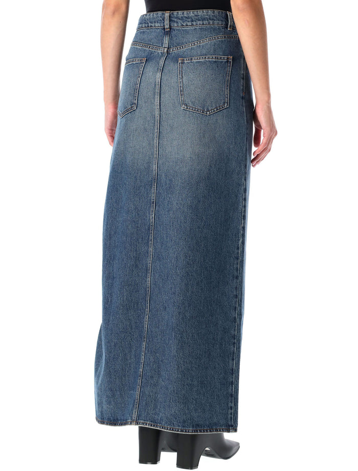 Coperni Garter Belt Denim Skirt Blue Cotton