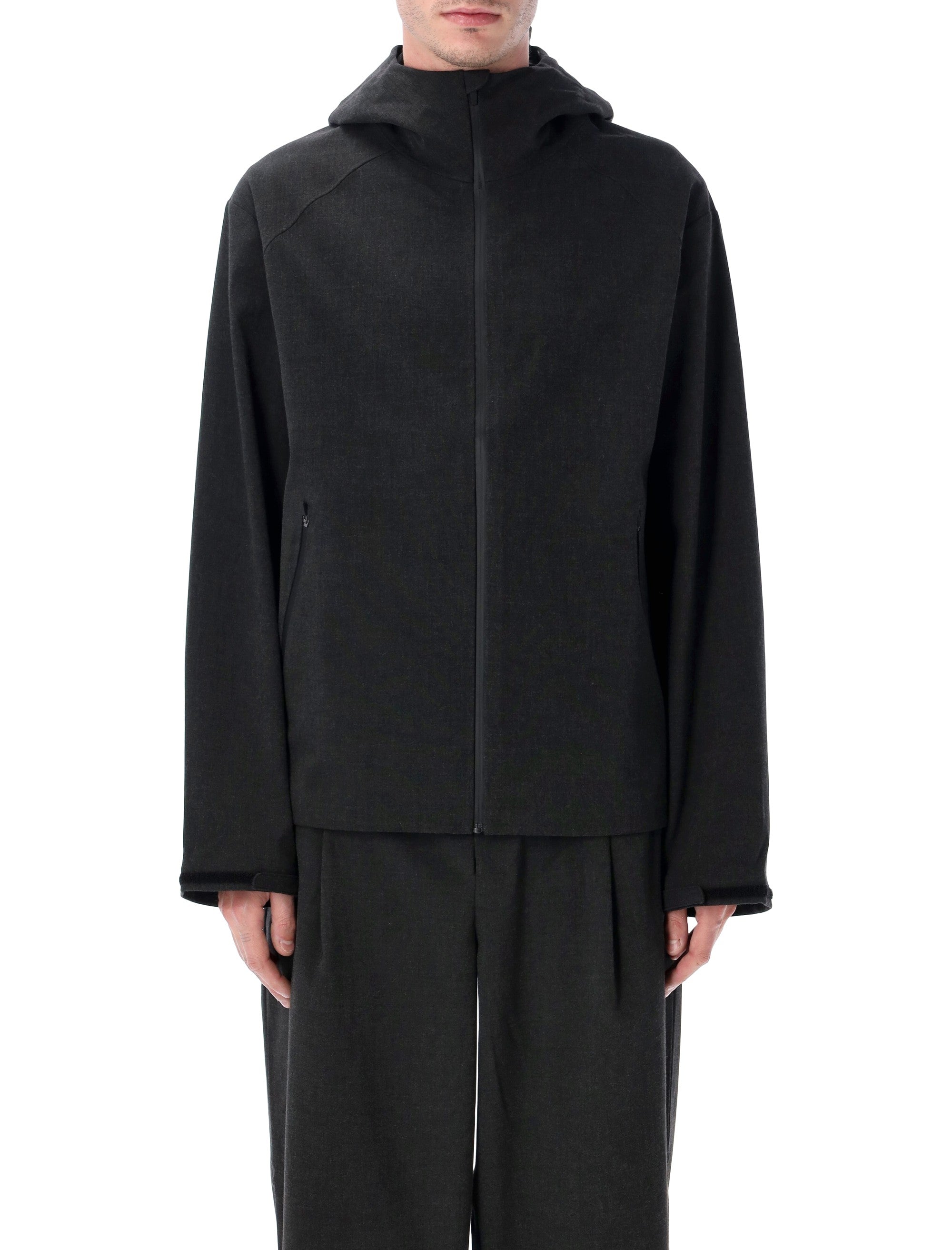 Hiking Patrol Waypoint Texture Hooded Jacket Dark Grey Polyester