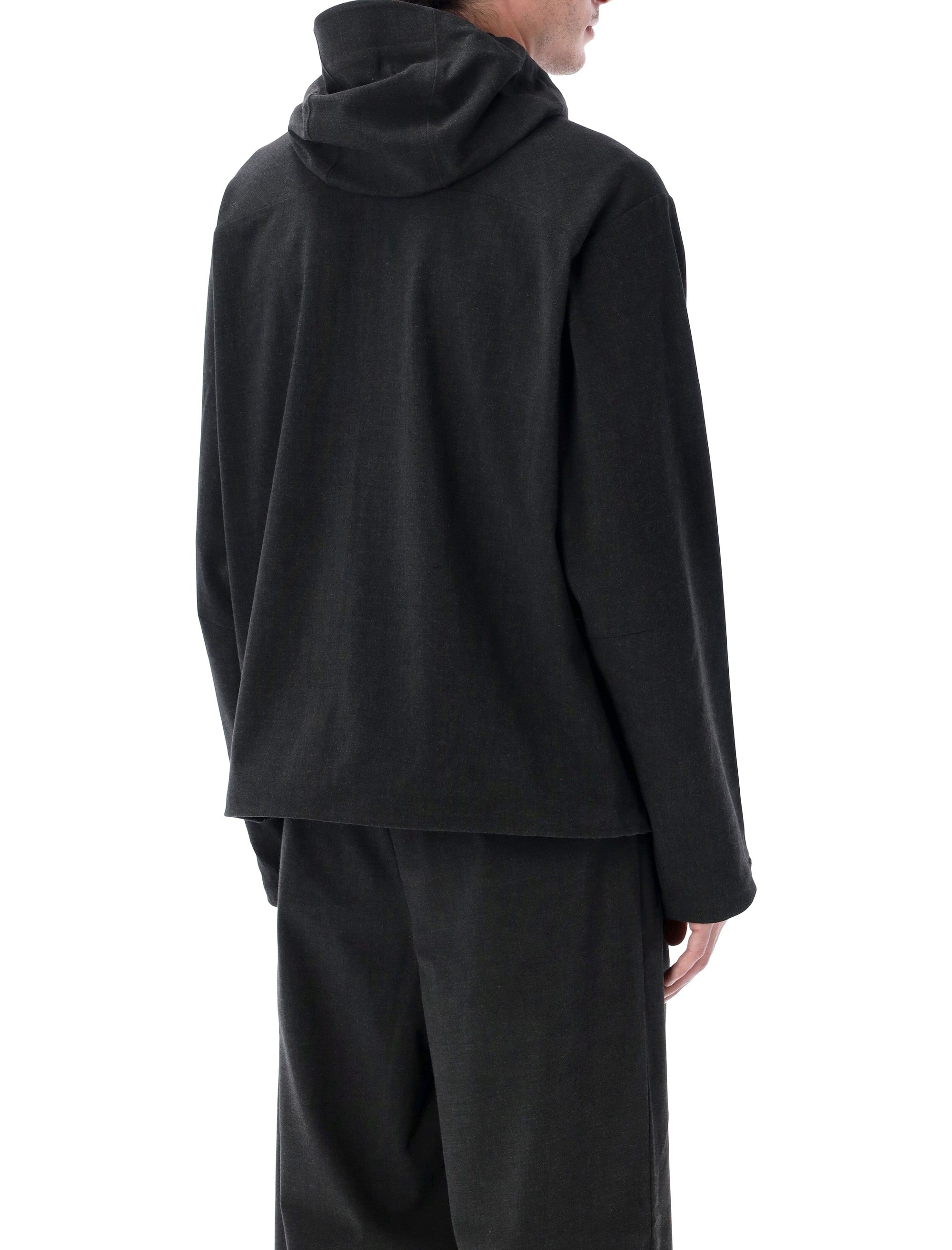 Hiking Patrol Waypoint Texture Hooded Jacket Dark Grey Polyester