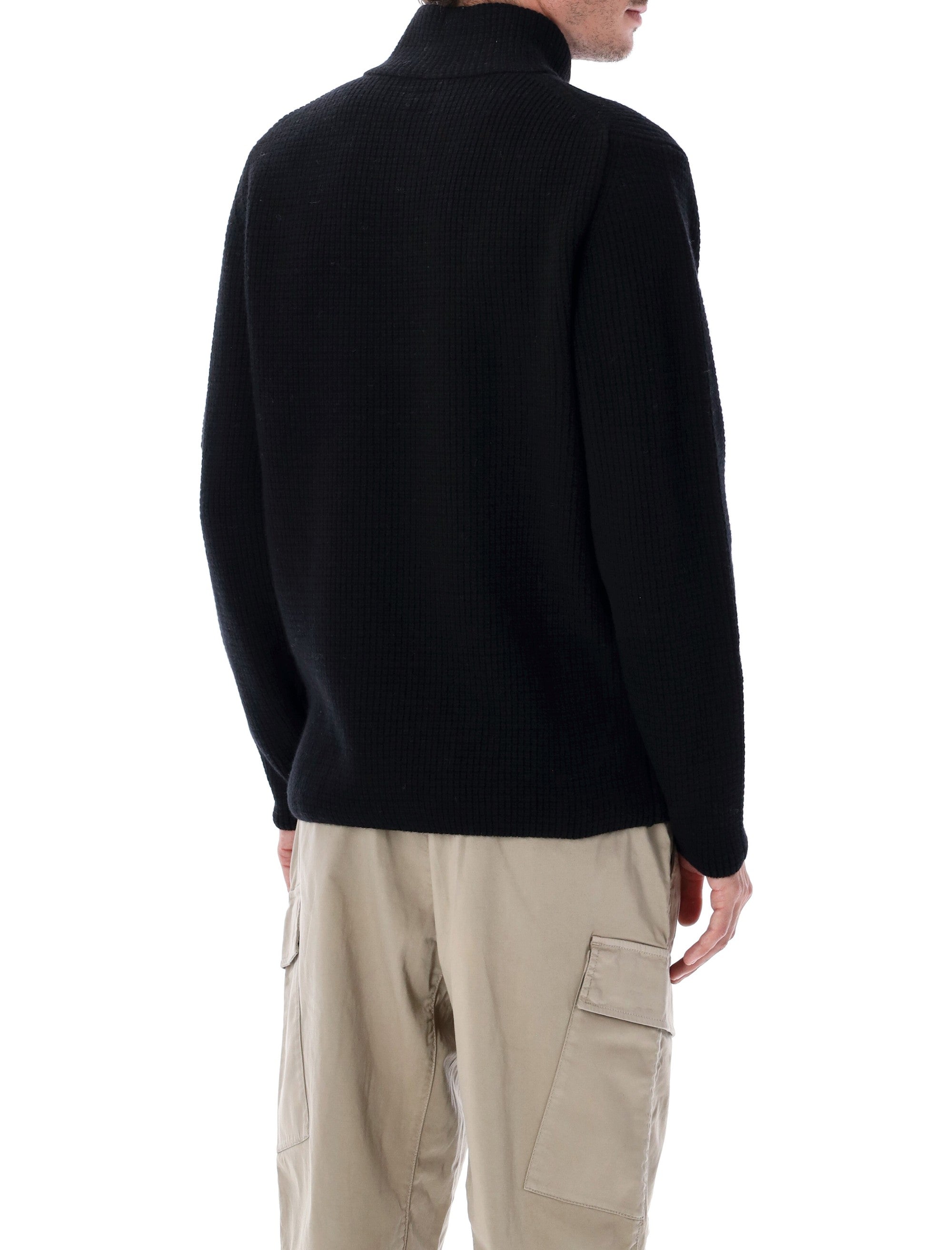 C.p. Company Black Wool Zip Sweater