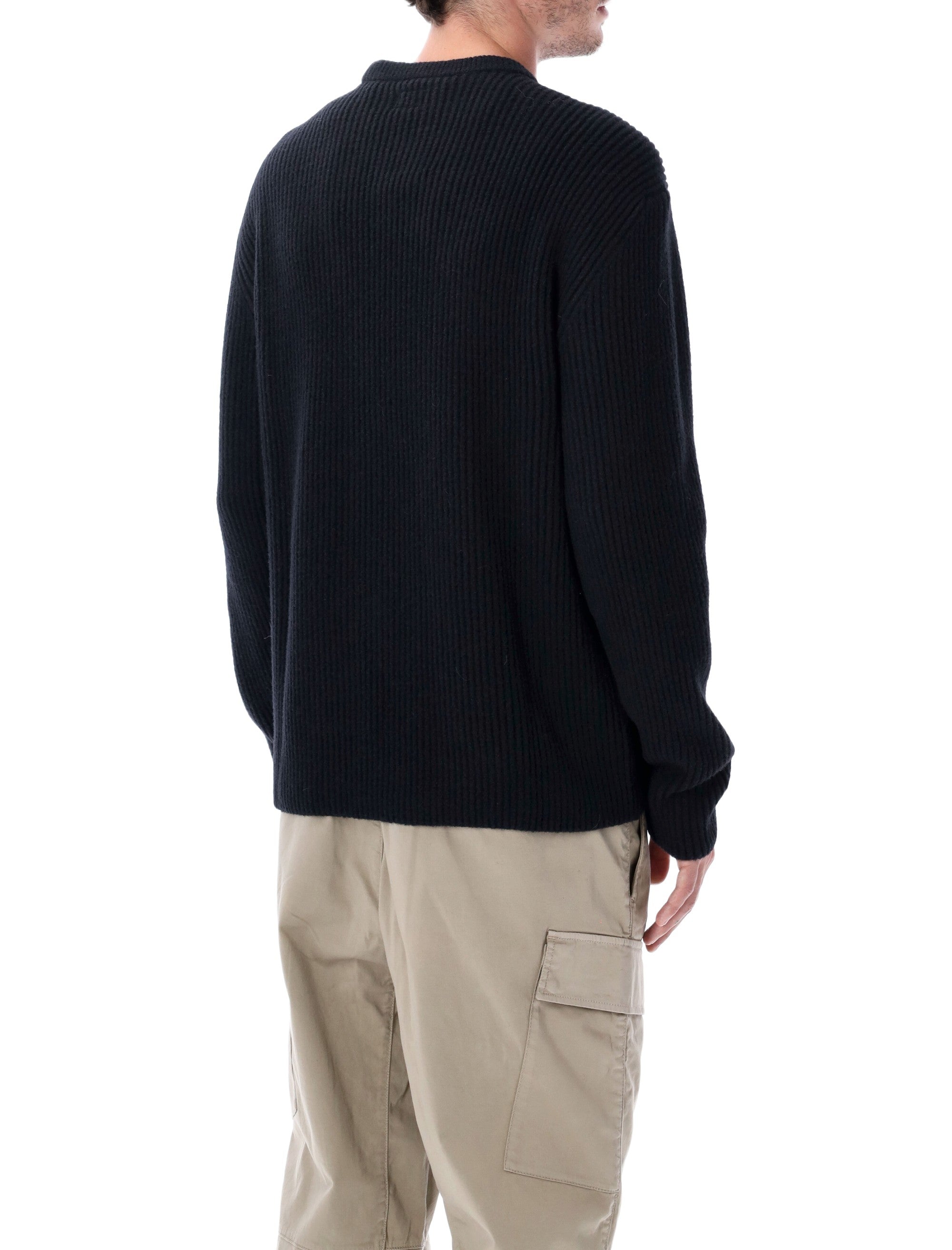 C.P. Company wool blend ribbed crewneck sweater Black Polyamide