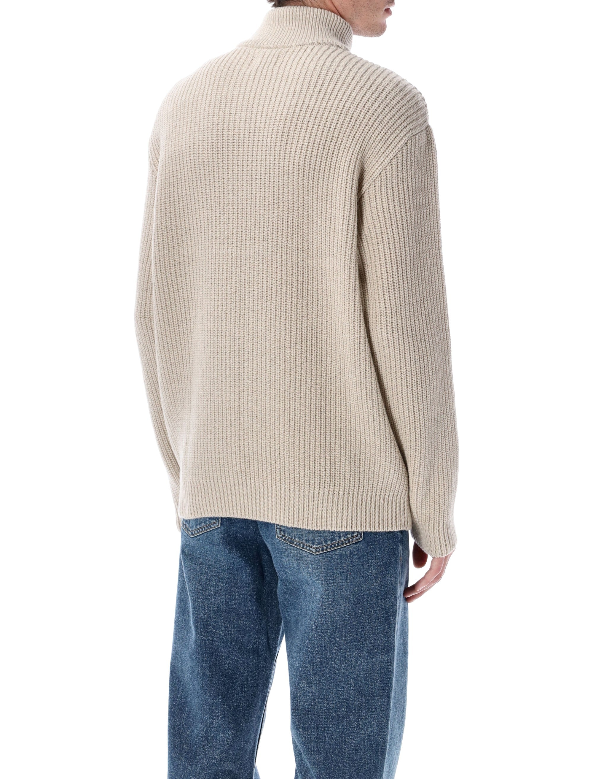 Colorful Standard recycled merino wool quarter zip sweater Ivory White