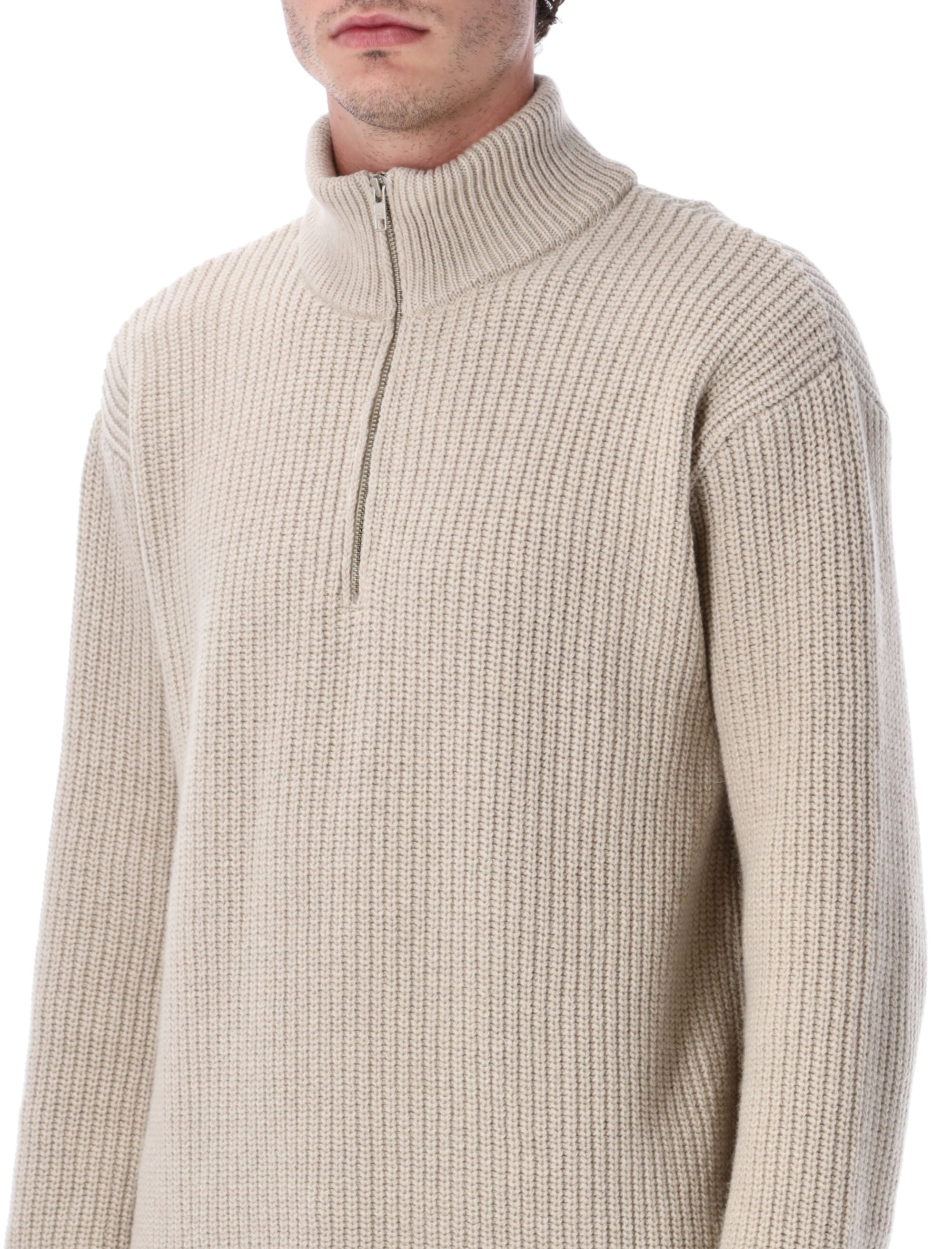 Colorful Standard recycled merino wool quarter zip sweater Ivory White