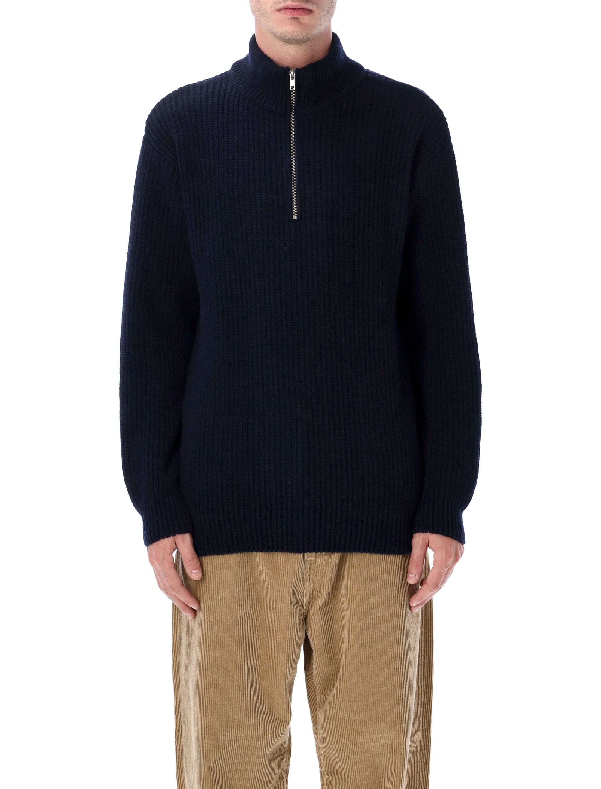 Colorful Standard recycled merino wool quarter zip sweater Navy Blue
