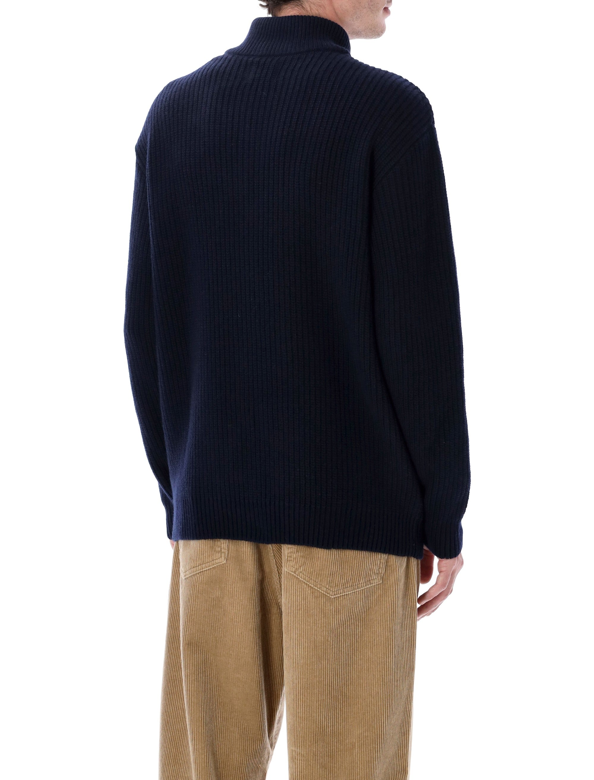 Colorful Standard recycled merino wool quarter zip sweater Navy Blue