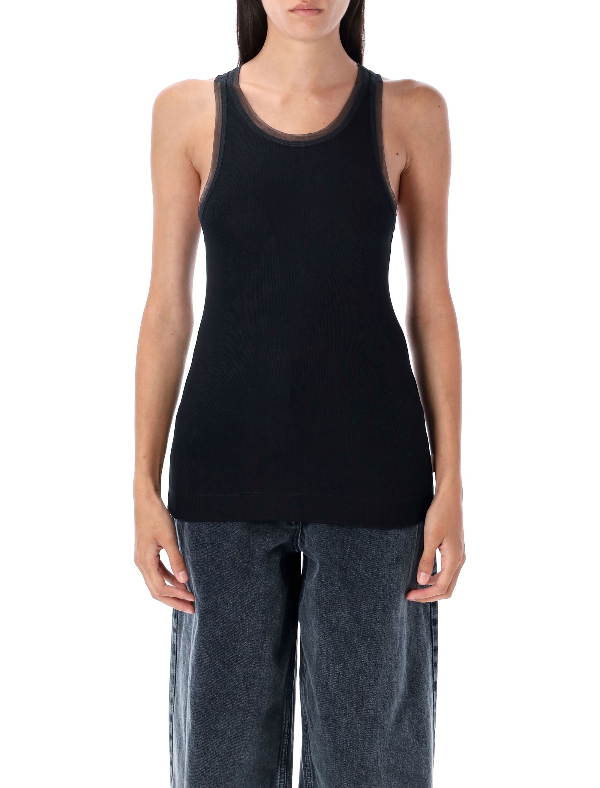 Ribbed jersey tank top Antracite Viscose