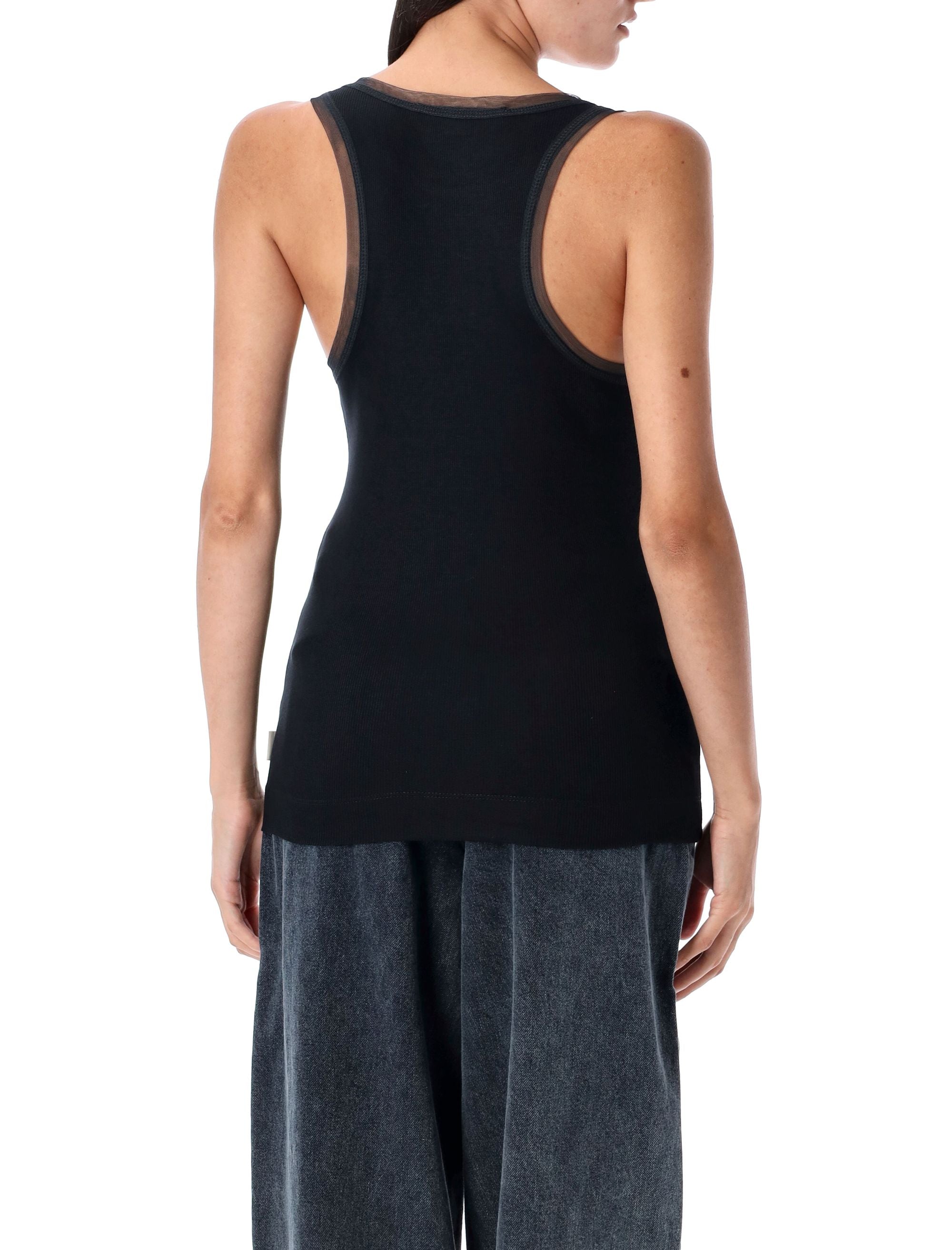 Ribbed jersey tank top Antracite Viscose