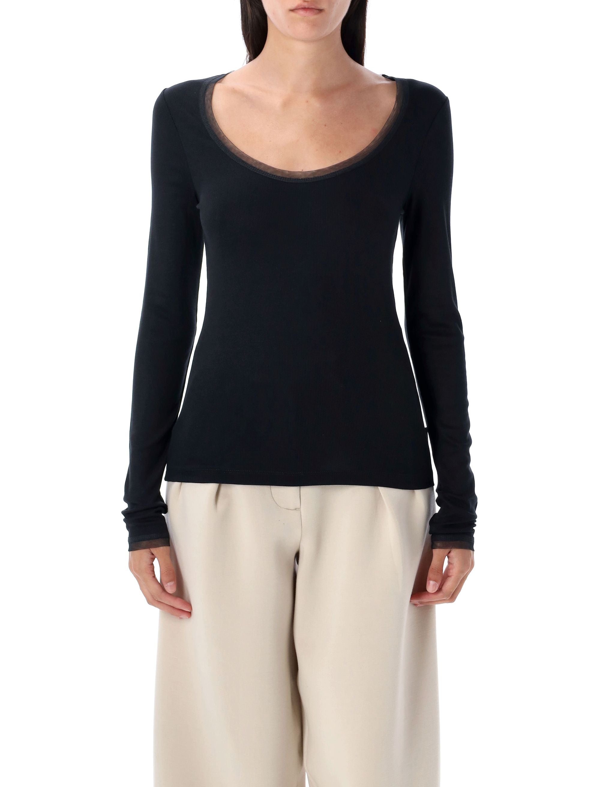 Ribbed jersey top Antracite Viscose
