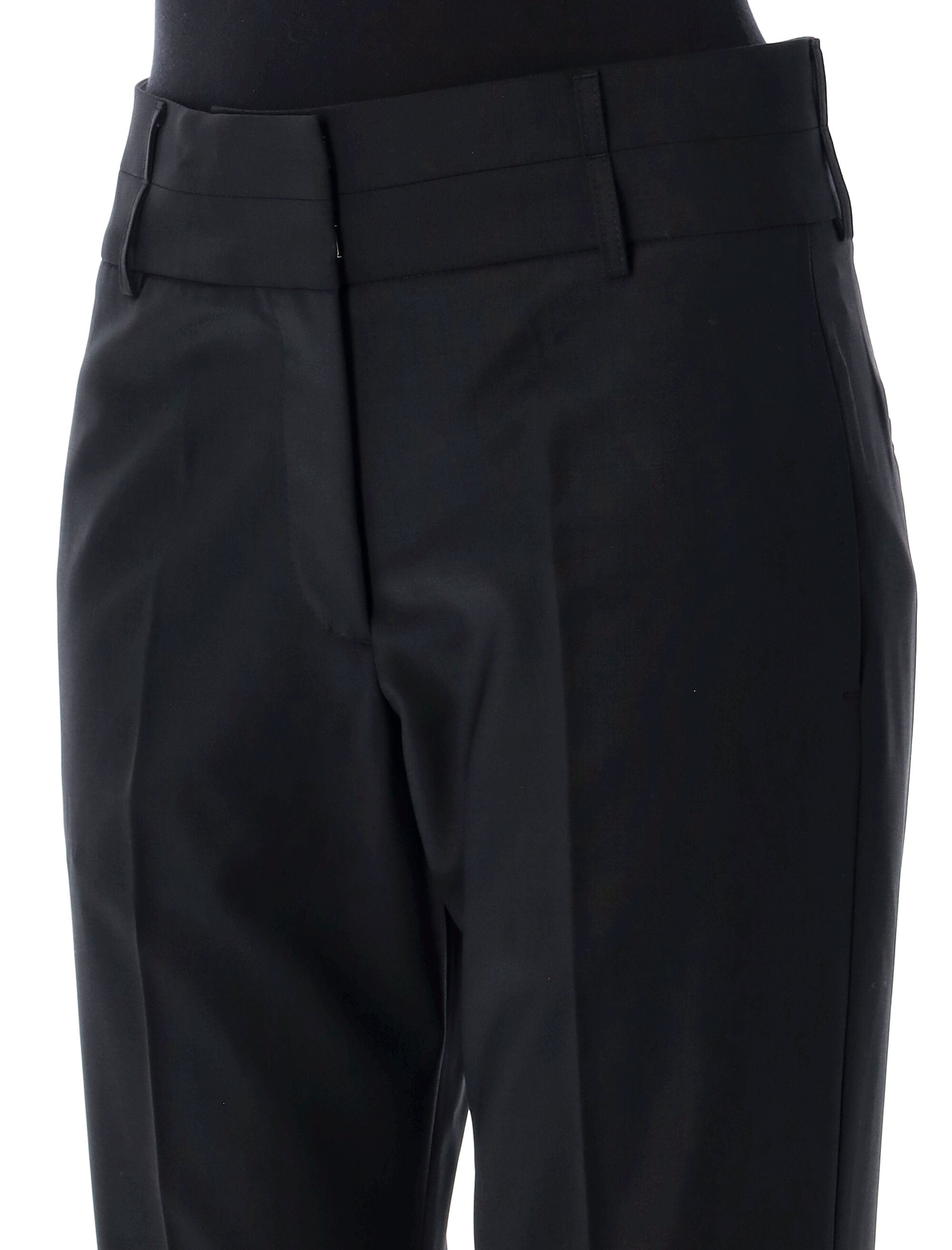 Double waistband pants Black Polyester