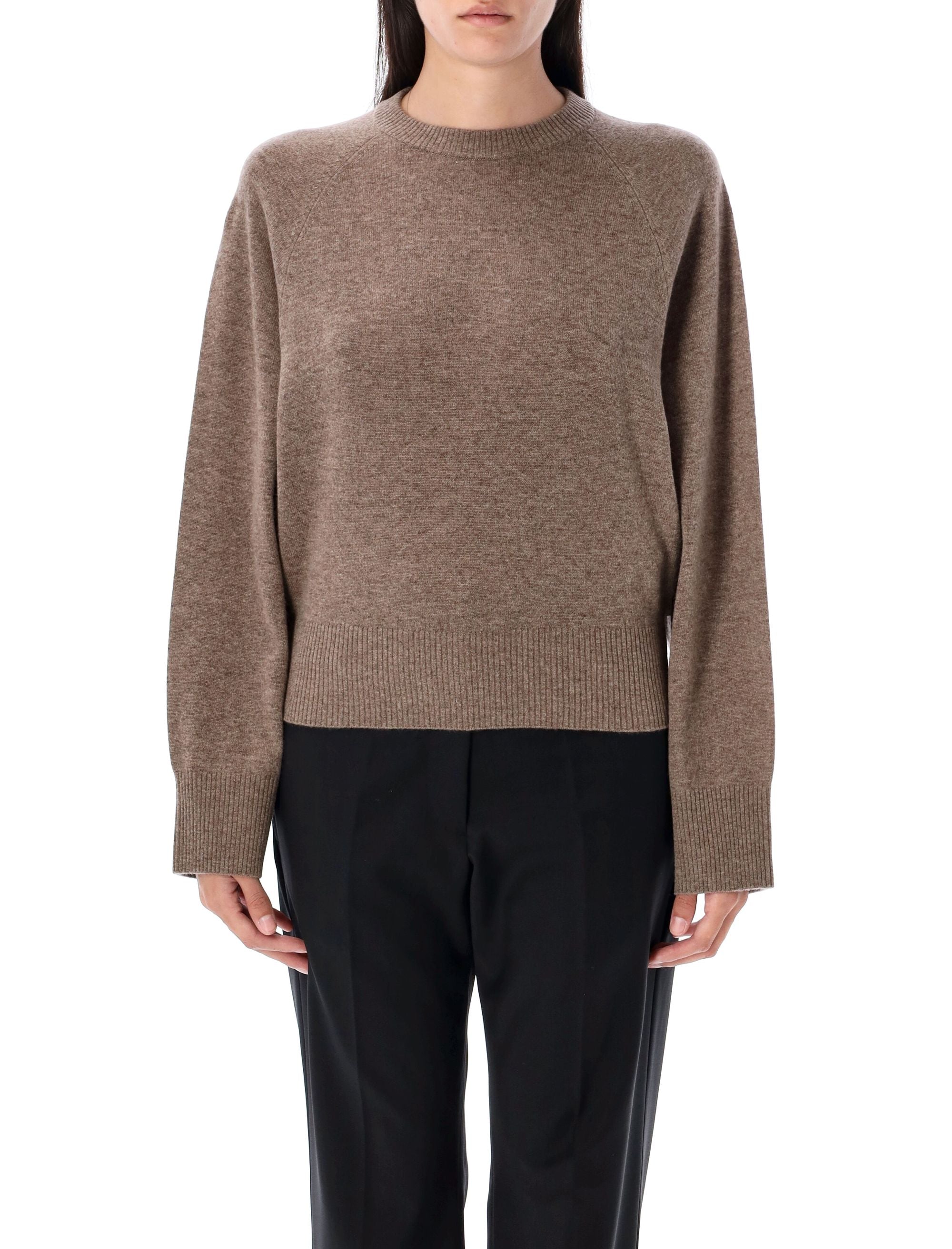 Bat sleeve crewneck sweater Walnut Wool