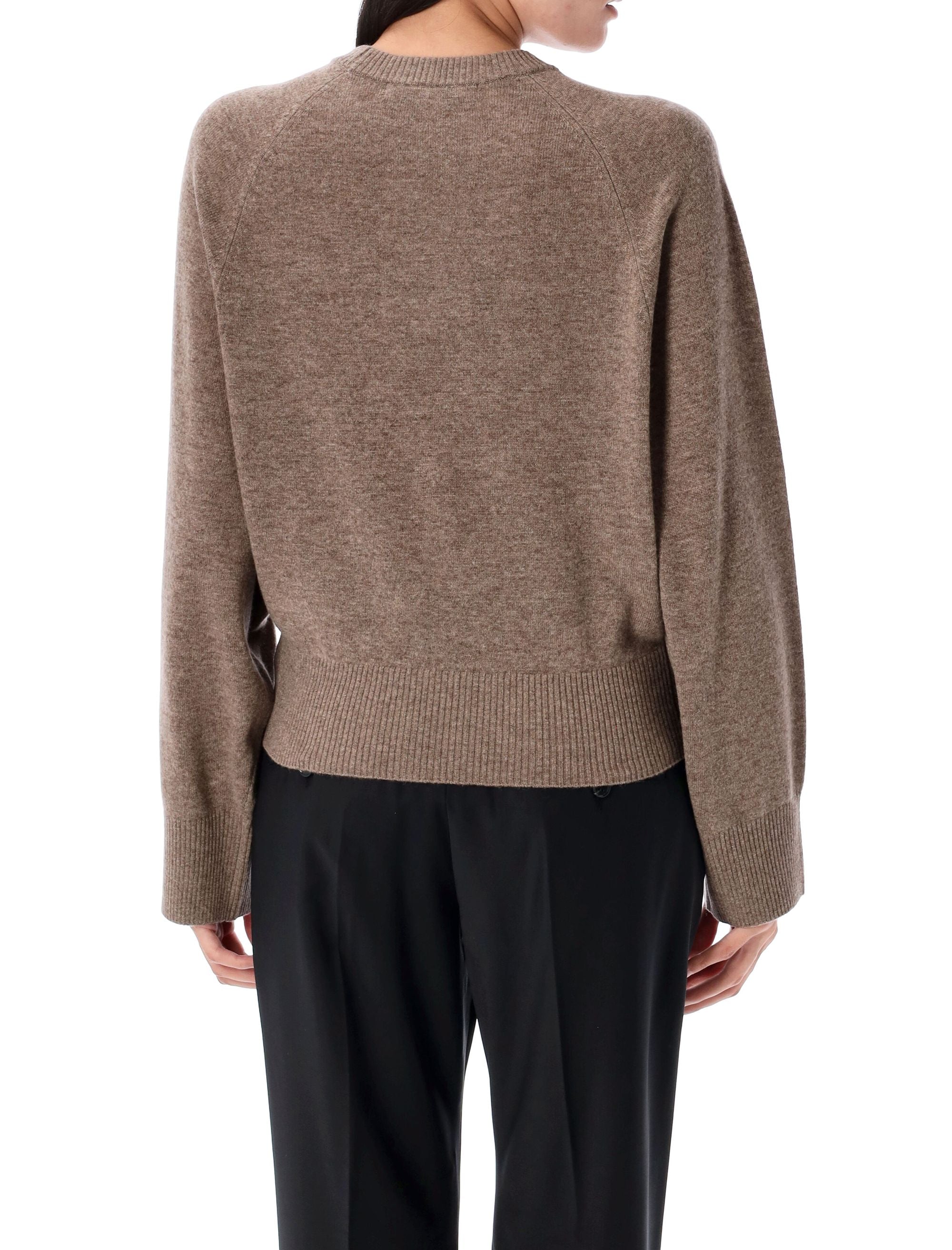 Bat sleeve crewneck sweater Walnut Wool