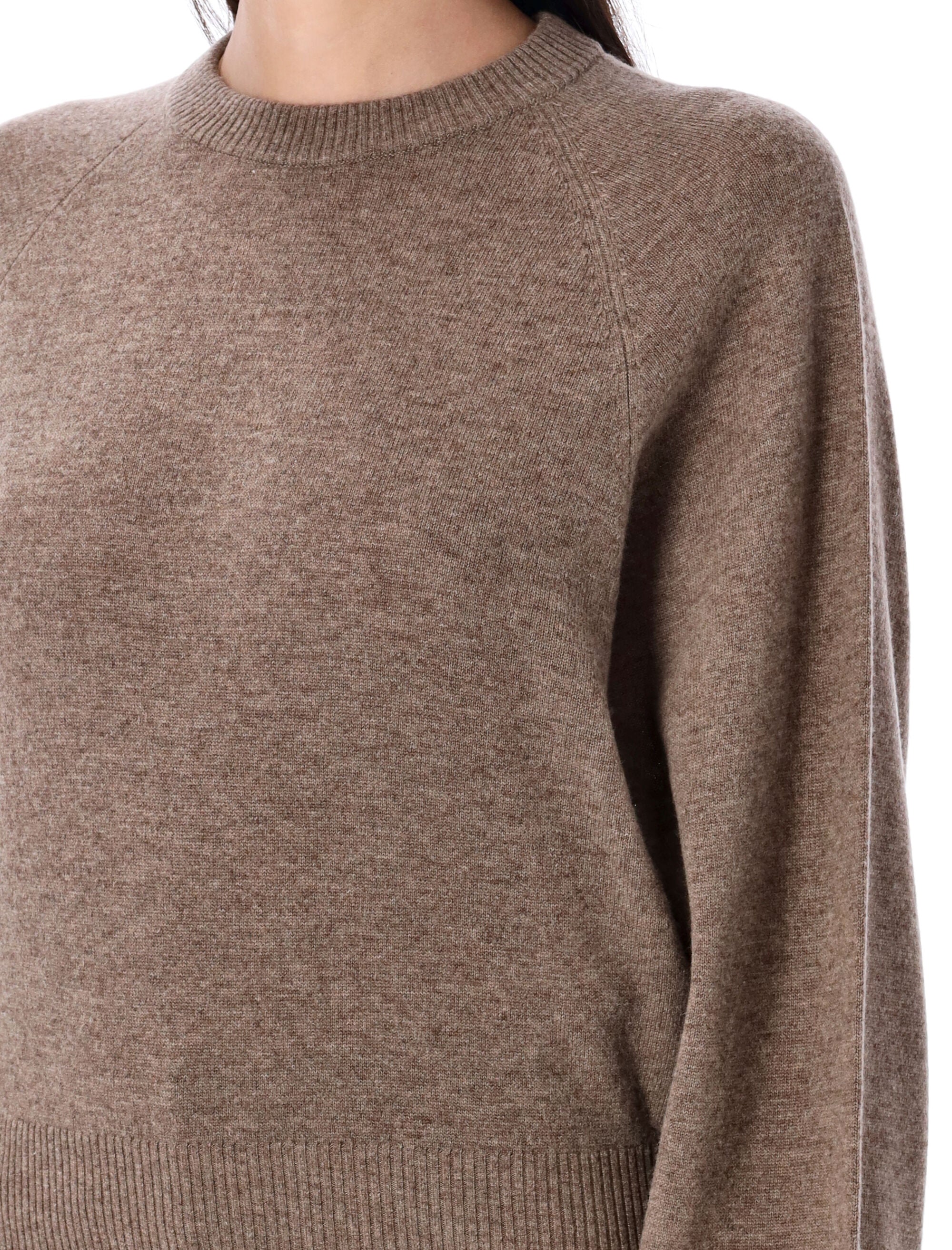 Bat sleeve crewneck sweater Walnut Wool