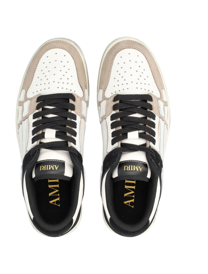 Amiri Skel Top low distressed leather sneakers Black White Beige Upper