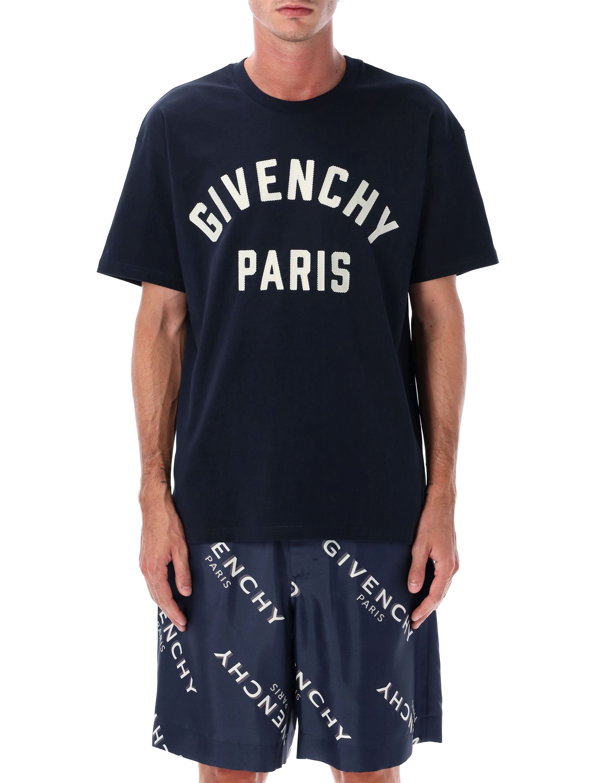 Navy cotton t-shirt with Givenchy Paris logo White Tshirt