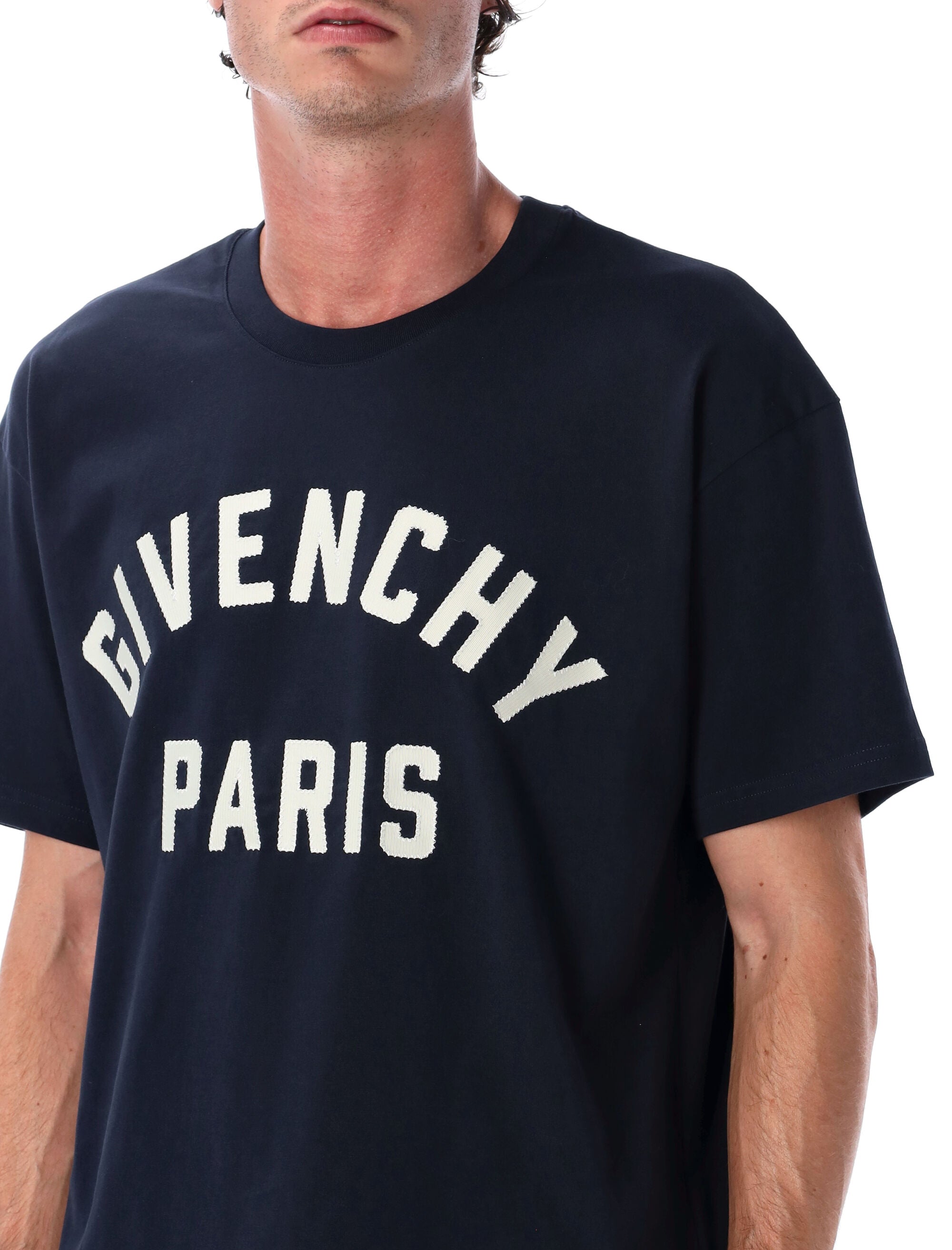 Navy cotton t-shirt with Givenchy Paris logo White Tshirt