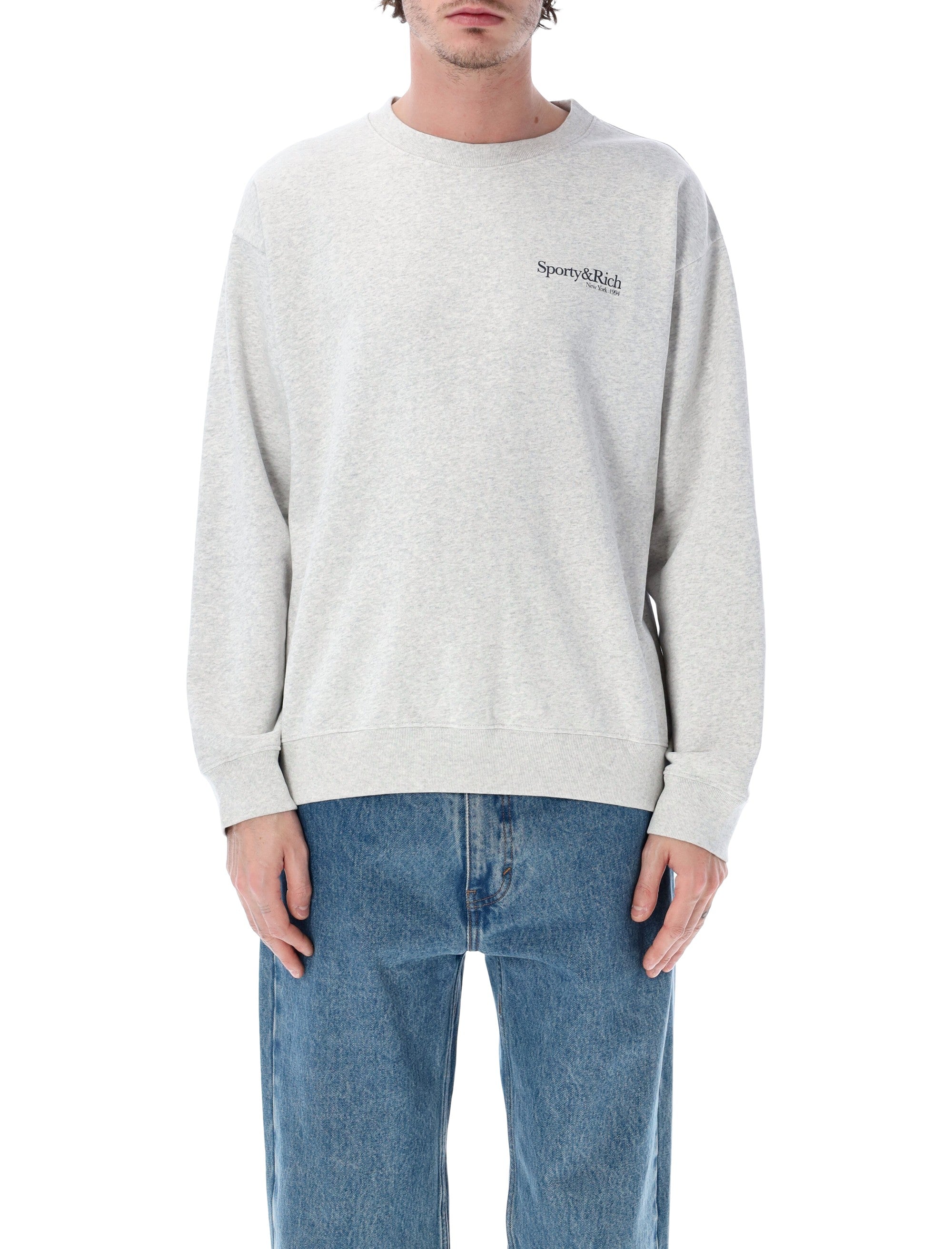 Sporty & Rich Run Club crewneck Heather Grey Cotton Sweatshirt