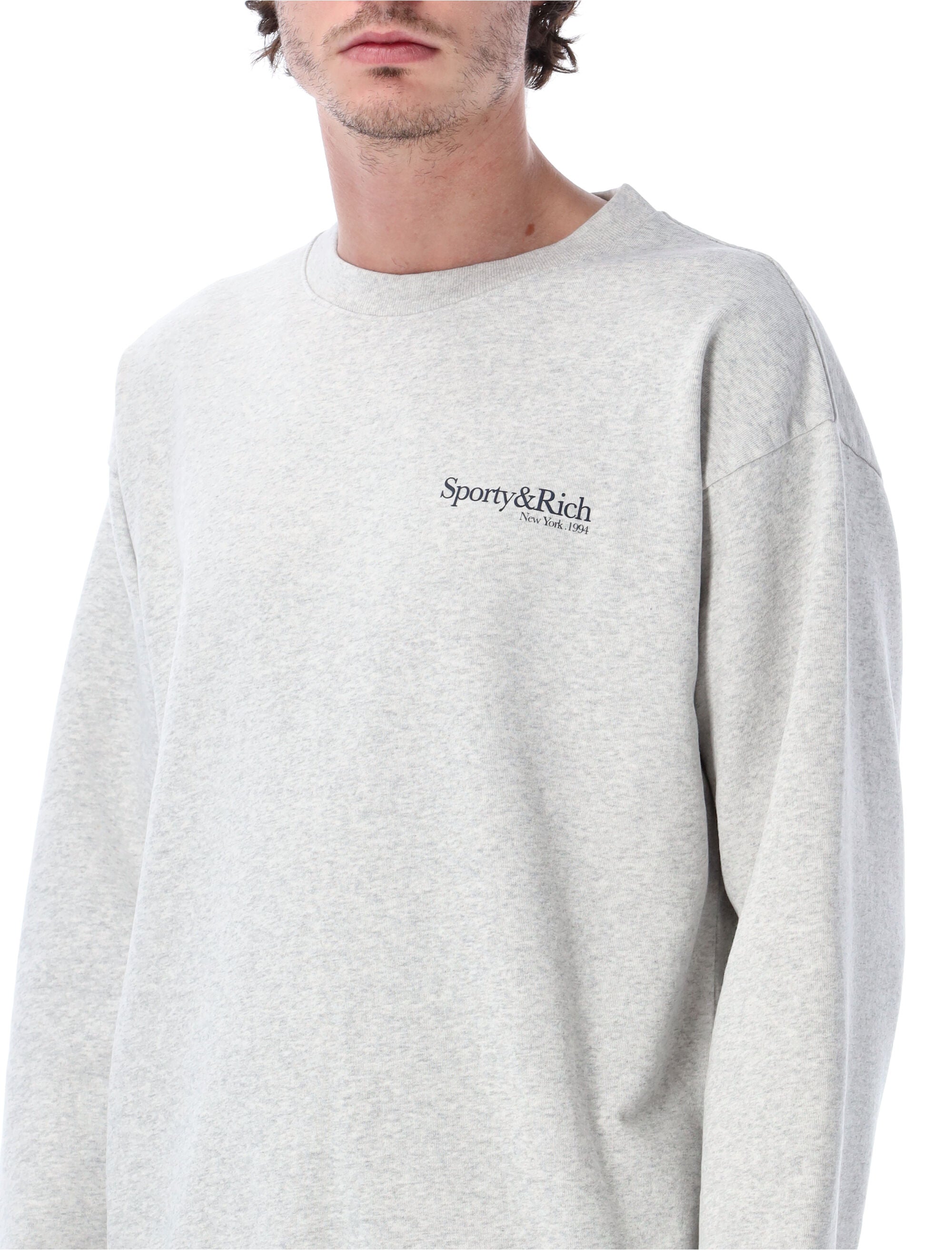 Sporty & Rich Run Club crewneck Heather Grey Cotton Sweatshirt