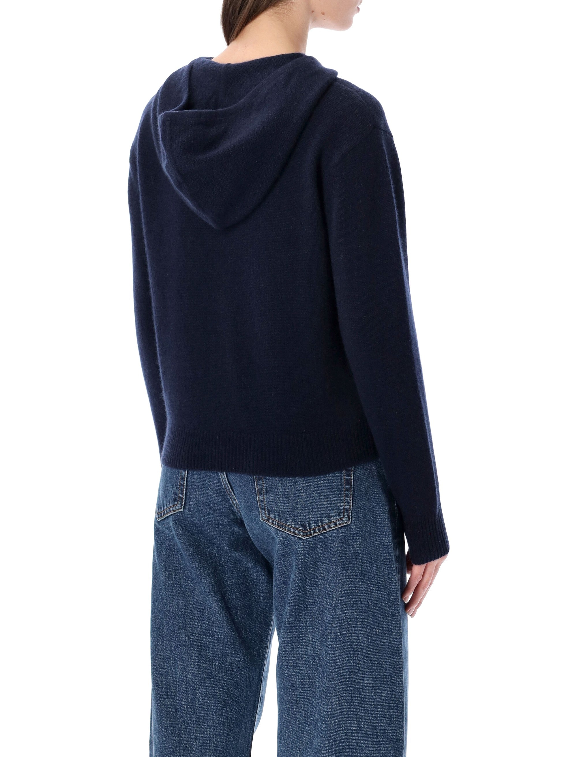Sporty&Rich cashmere navy zip hoodie Dark Cardigan