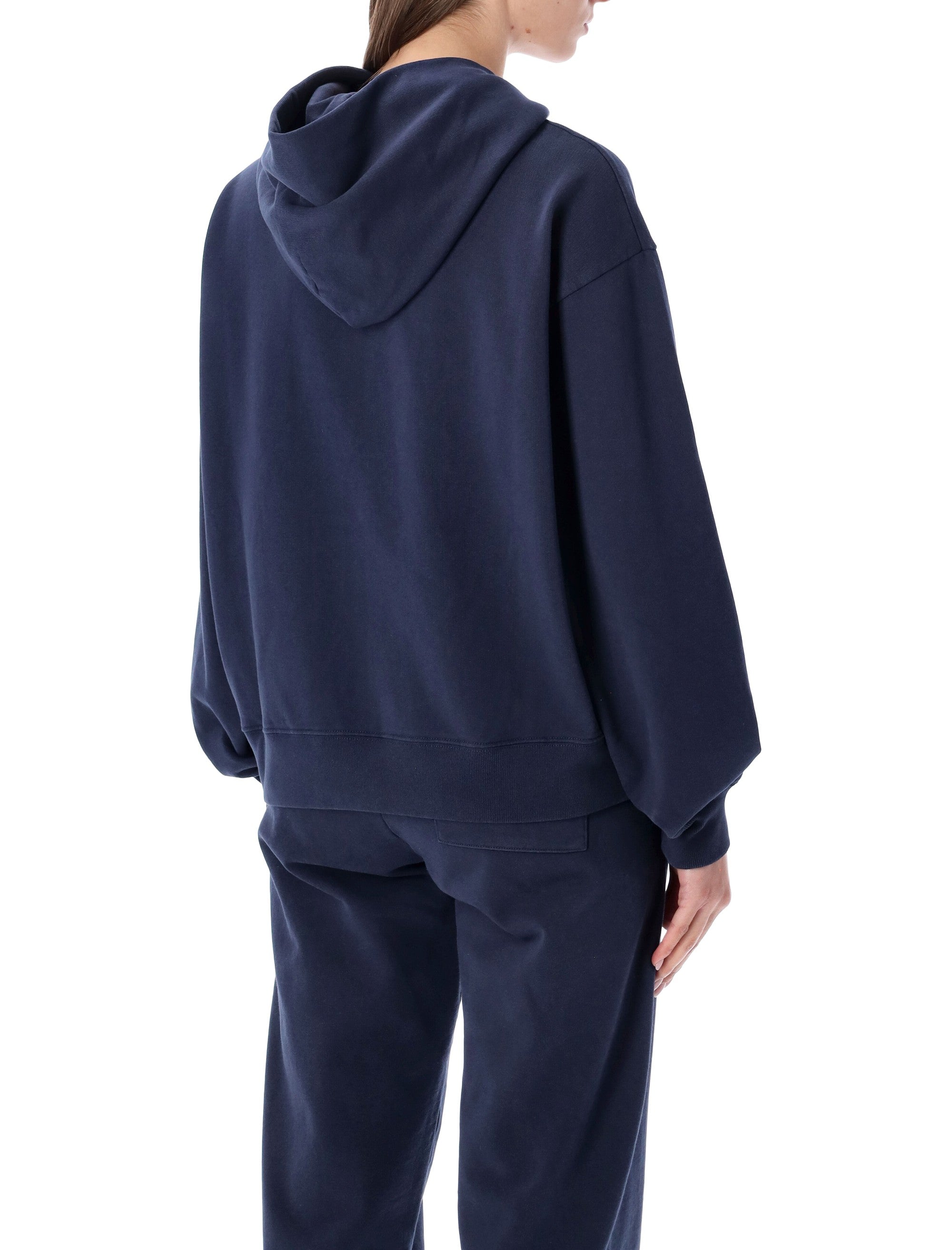 Sporty & Rich S&r Ivy Zip Hoodie Navy Dark Cotton Sweatshirt