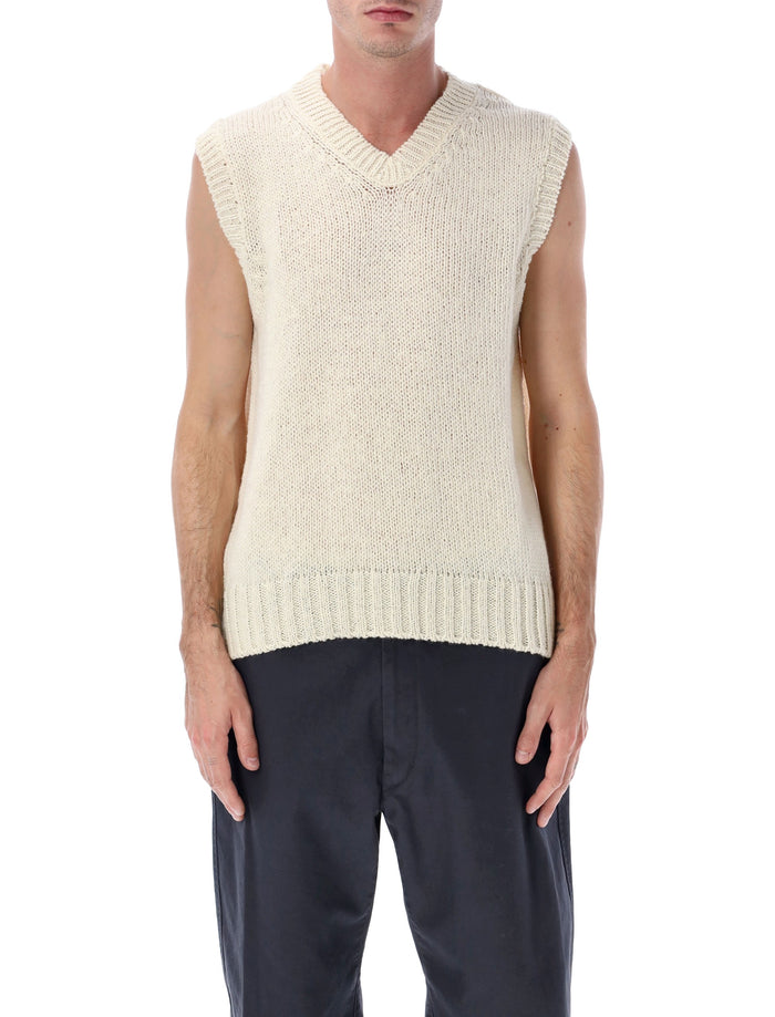 Howlin Cosmic Spiele wool v-neck slipover Ecru Pure New Sweater