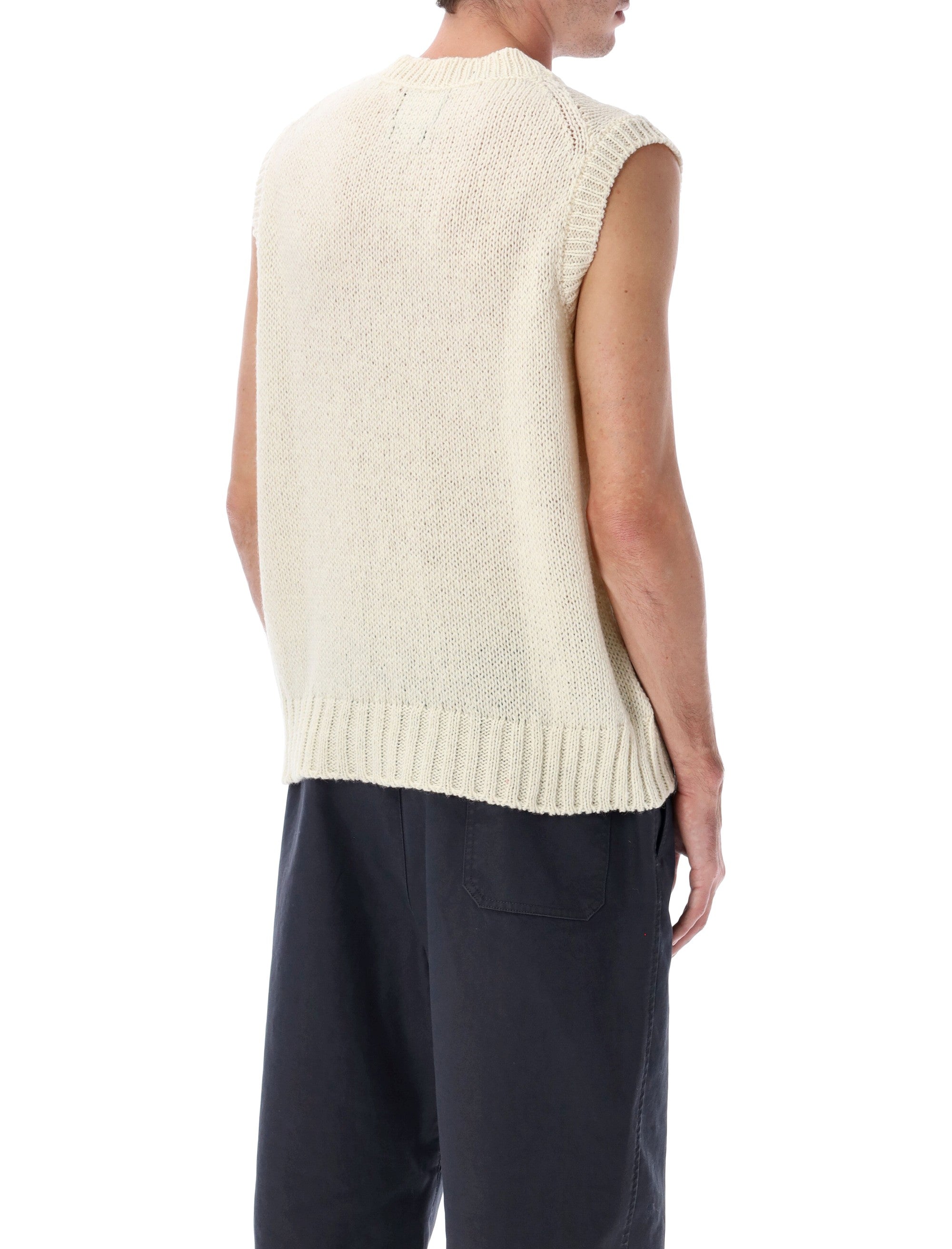 Howlin Cosmic Spiele wool v-neck slipover Ecru Pure New Sweater