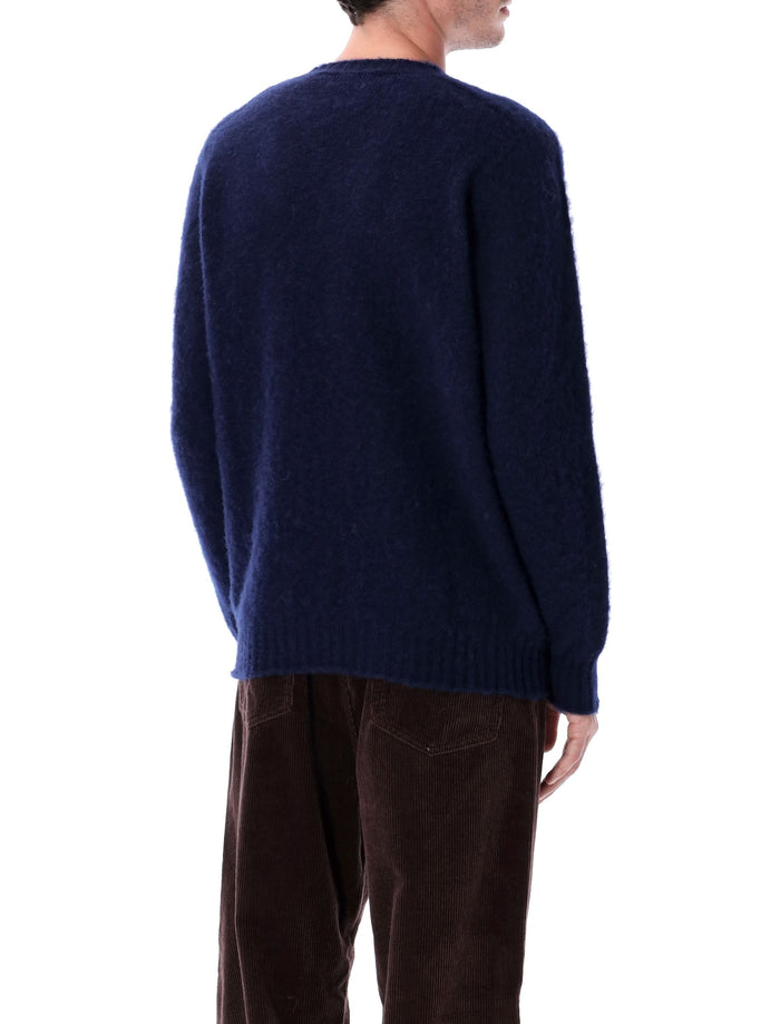 Howlin Shaggy Bear wool crewneck sweater Deep Blue Fine
