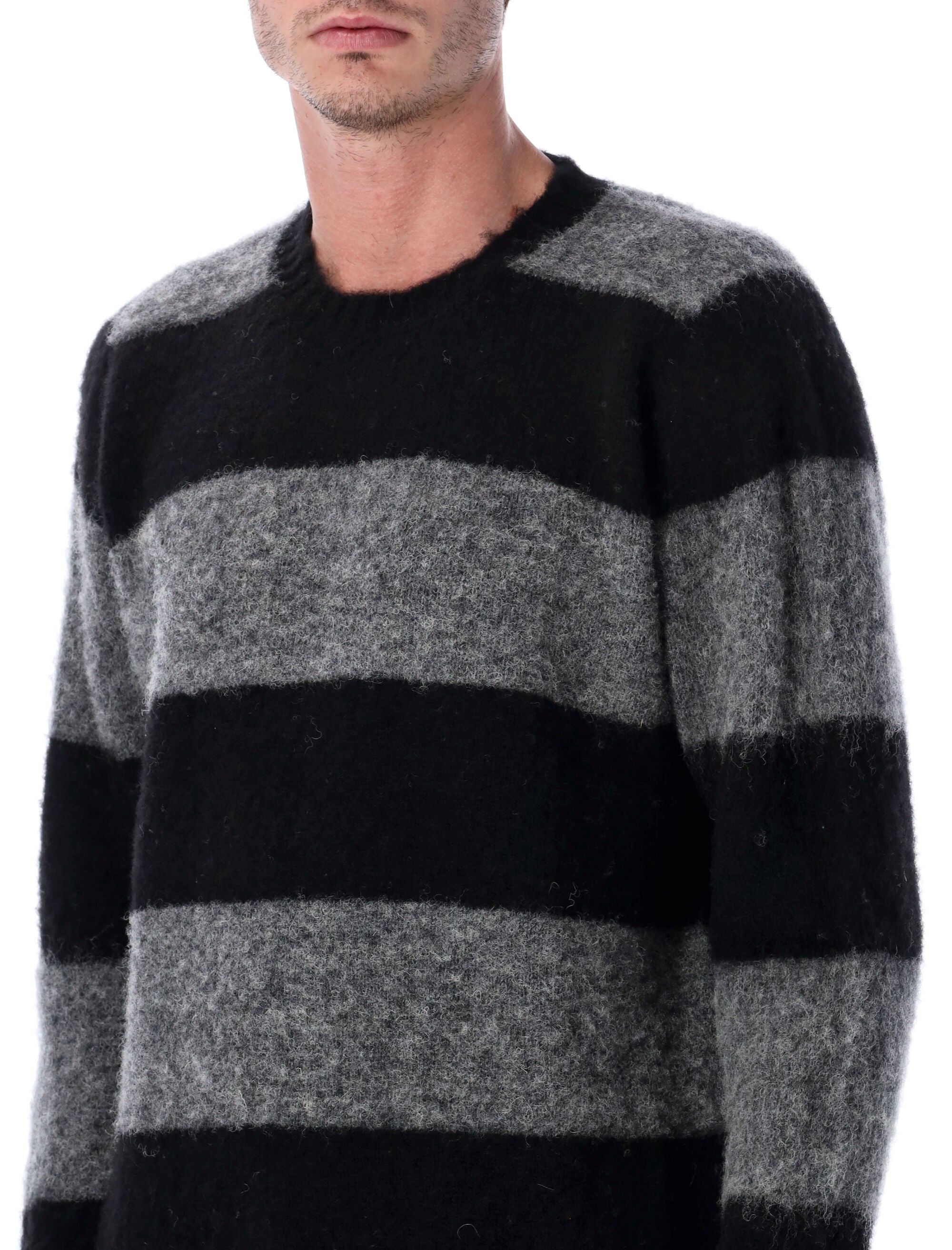 Howlin Shaggy Bear chunky striped wool sweater Blackish Fine
