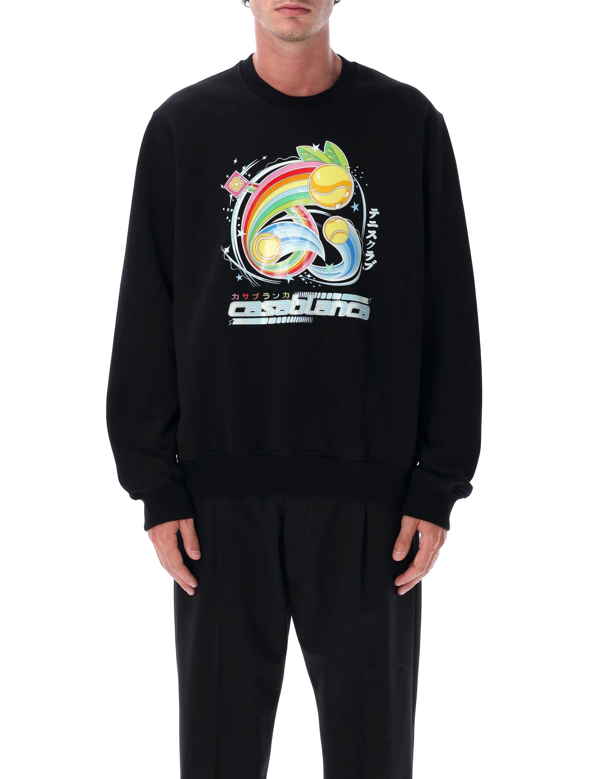 Casablanca Manga Tennis Ball Sweatshirt Black Loopback Organic Cotton
