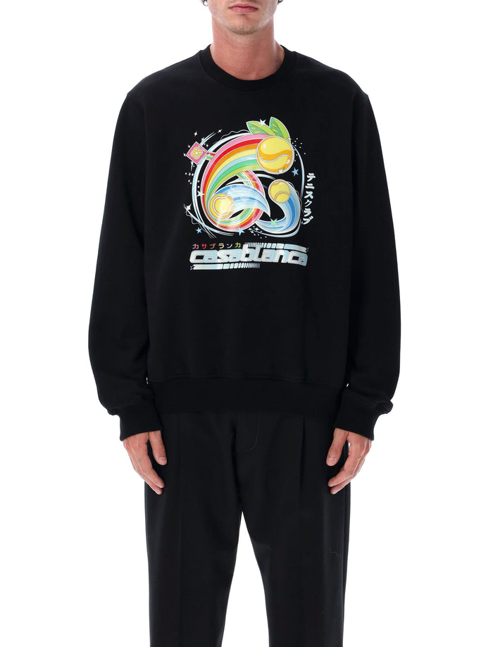 Casablanca Manga Tennis Ball Sweatshirt Black Loopback Organic Cotton