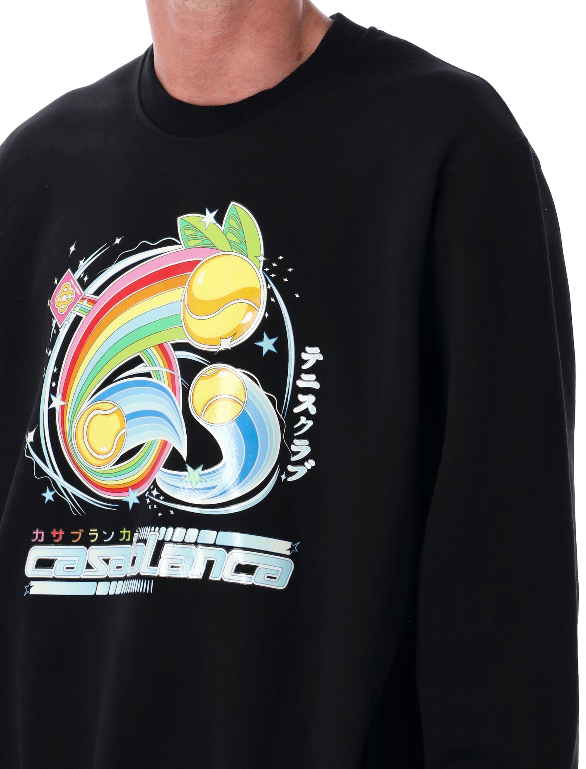 Casablanca Manga Tennis Ball Sweatshirt Black Loopback Organic Cotton