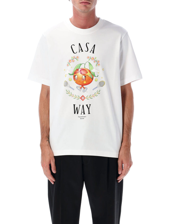 Casablanca White Casa Way Orange Mascot T-Shirt Bright Jersey Organic Cotton