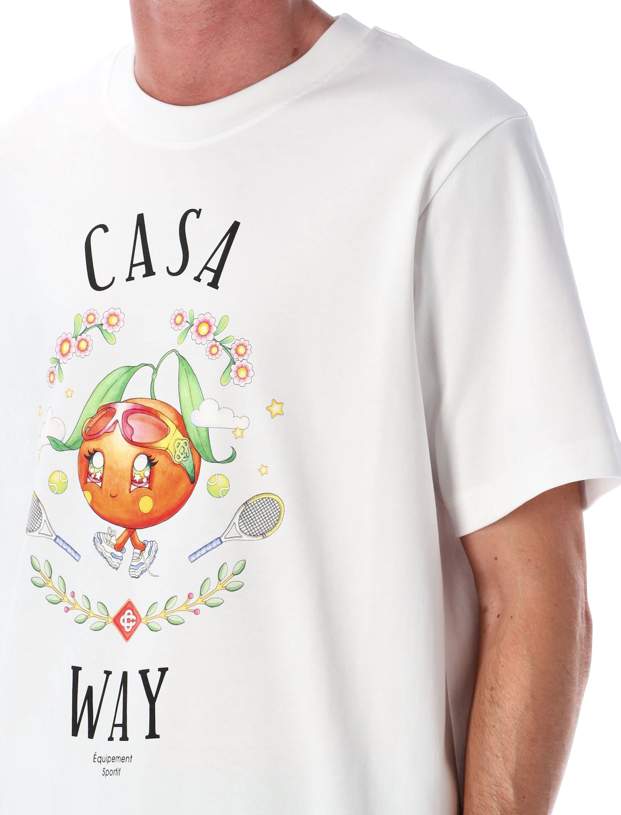 Casablanca White Casa Way Orange Mascot T-Shirt Bright Jersey Organic Cotton