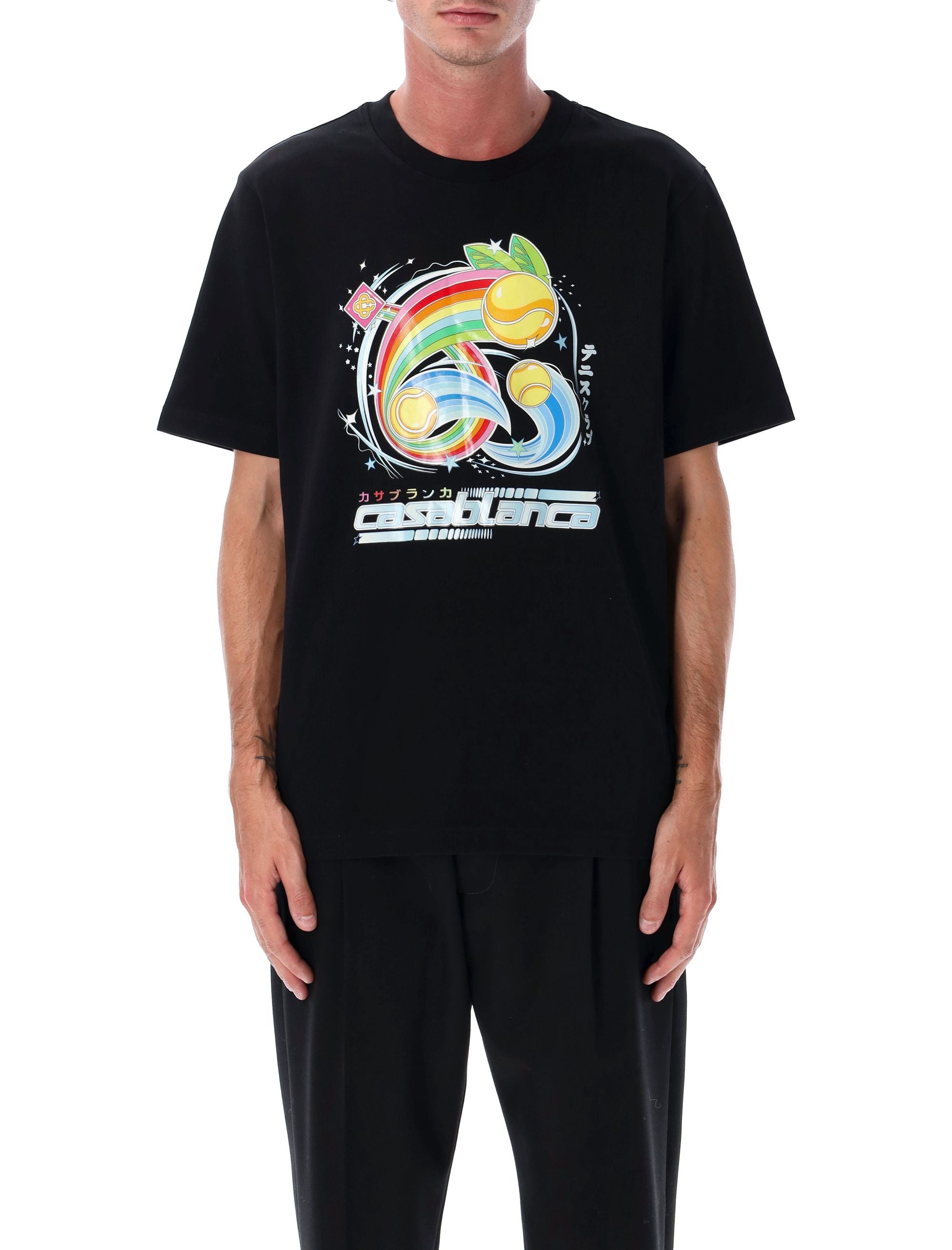 Casablanca Black Manga Tennis Ball T-Shirt Jersey Organic Cotton