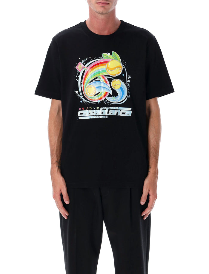 Casablanca Black Manga Tennis Ball T-Shirt Jersey Organic Cotton