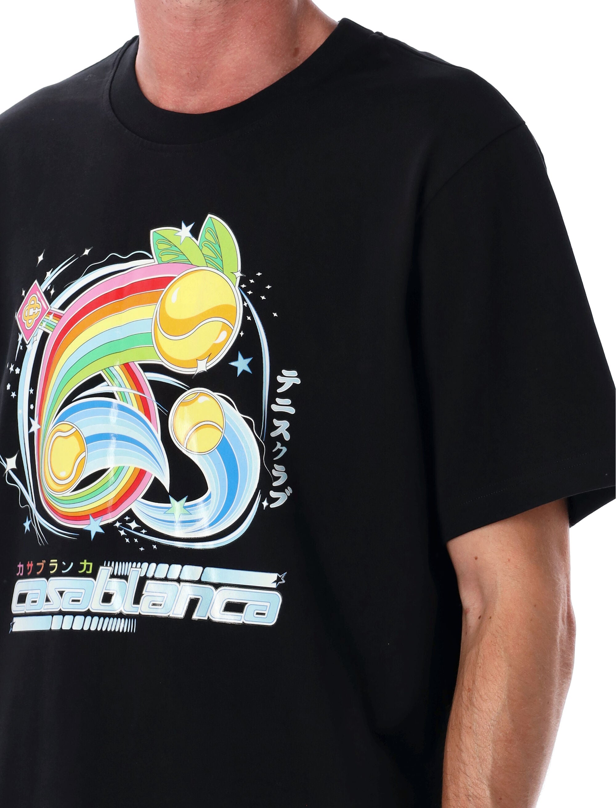 Casablanca Black Manga Tennis Ball T-Shirt Jersey Organic Cotton