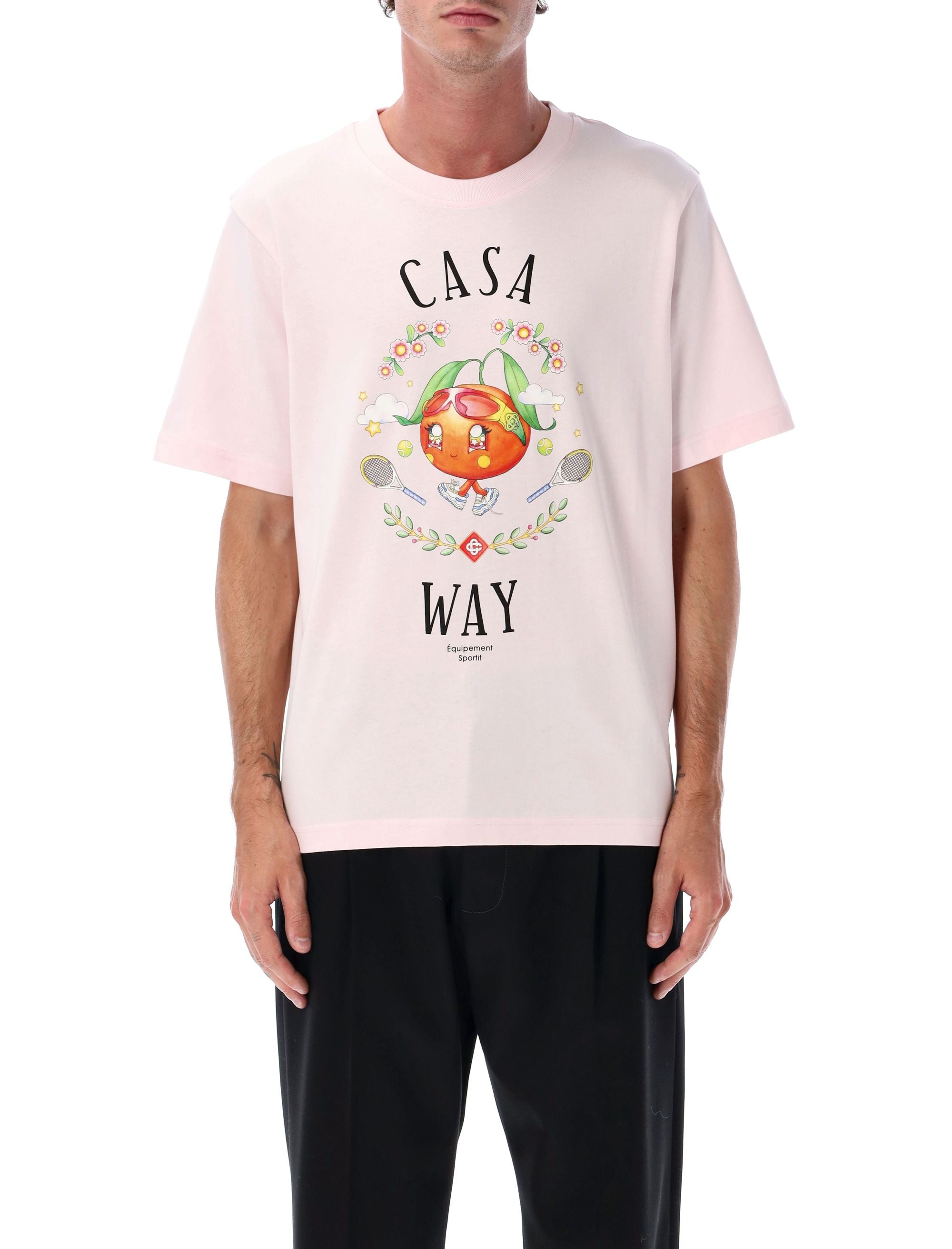 Casablanca Pale Pink Casa Way Orange Mascot T-Shirt Organic Cotton