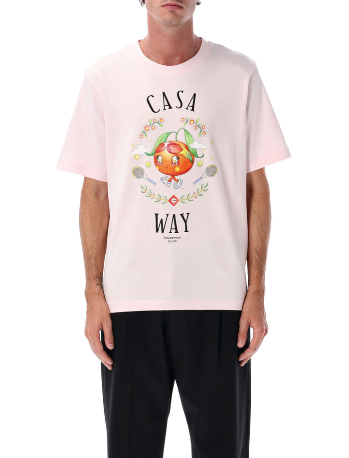 Casablanca Pale Pink Casa Way Orange Mascot T-Shirt Organic Cotton