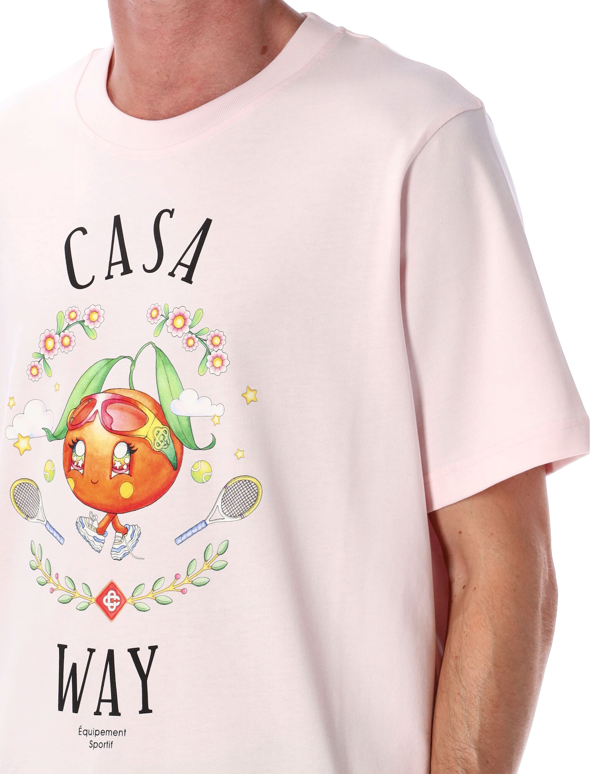 Casablanca Pale Pink Casa Way Orange Mascot T-Shirt Organic Cotton