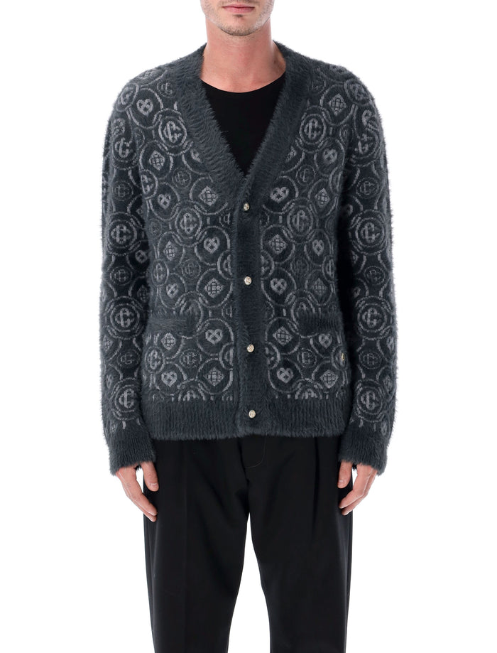 Casablanca Fluffy Monogram cardigan with Honeydew logo Wool Mix