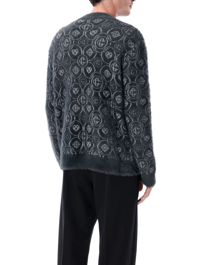 Casablanca Fluffy Monogram cardigan with Honeydew logo Wool Mix