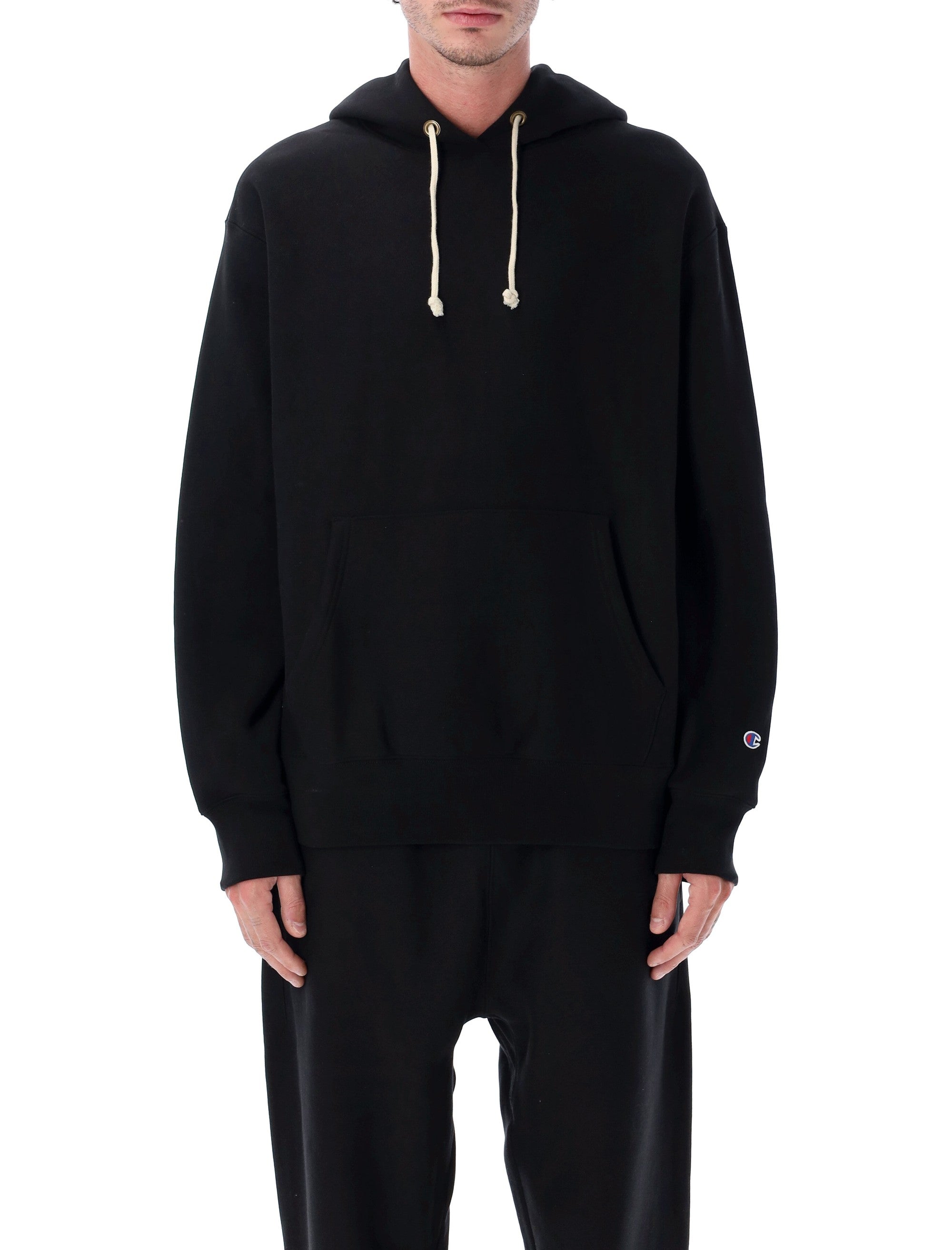 Champion relaxed-fit fleece hoodie Black Cotton Sweatshirt