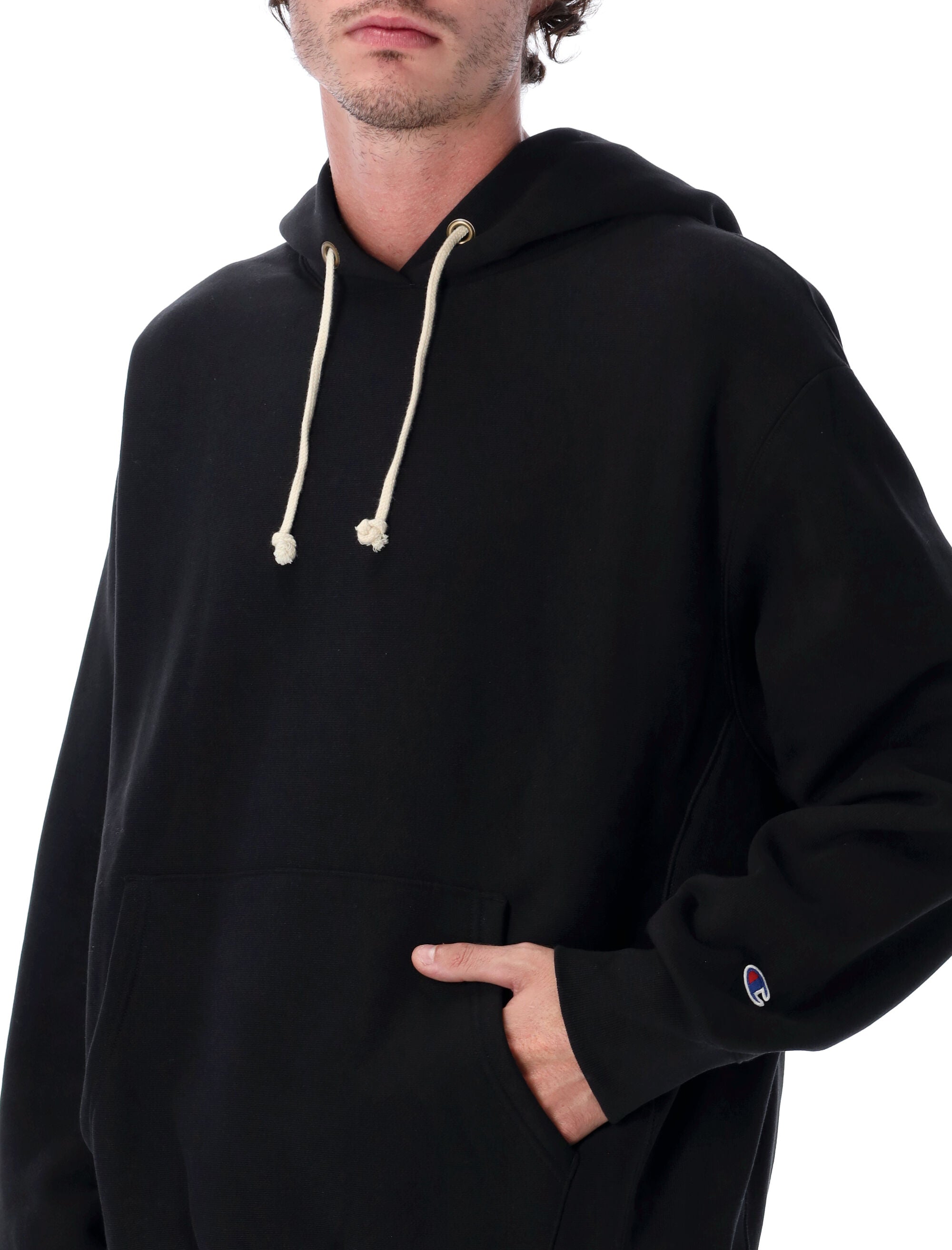 Champion relaxed-fit fleece hoodie Black Cotton Sweatshirt