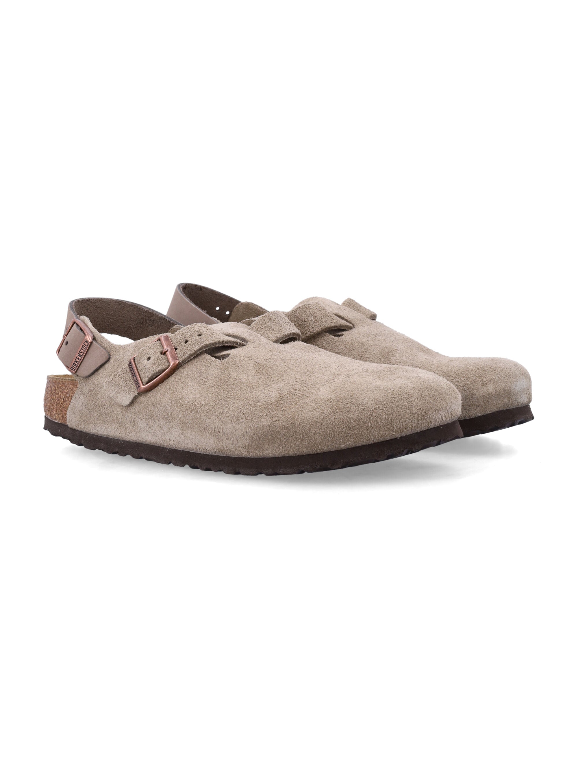 Birkenstock Tokio nubuck leather mules with strap Taupe Upper