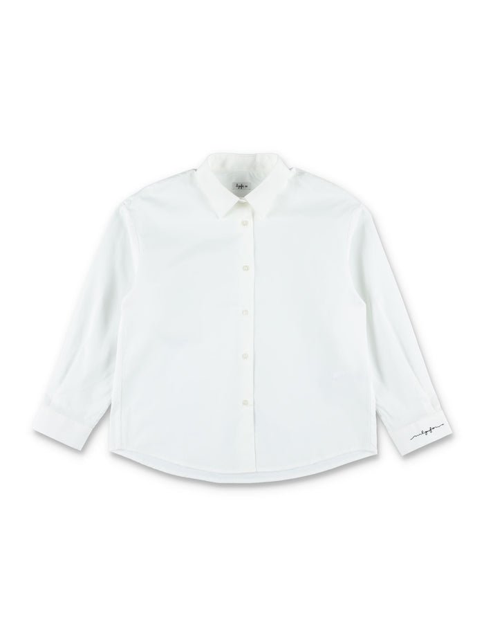 Il Gufo girls shirt with logo embroidery White Cottone