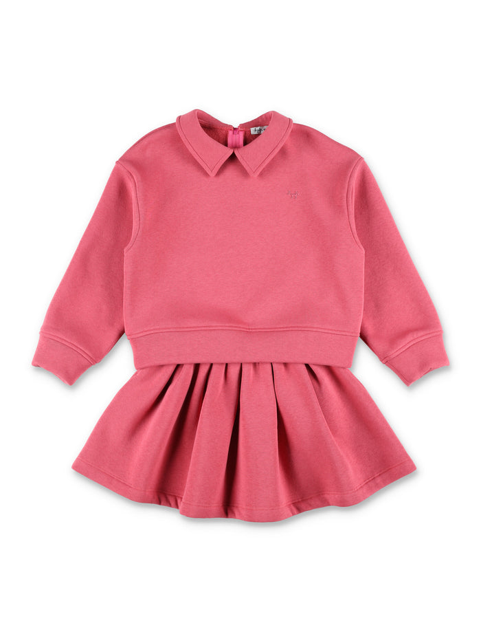 Il Gufo pink set with fleece and skirt Rose Cottone