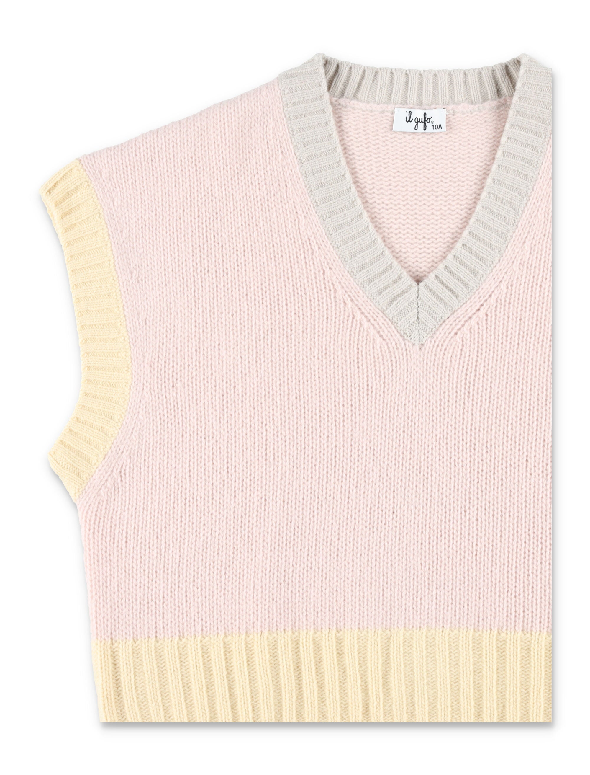 Il Gufo Girls Color Block merino wool vest Pink