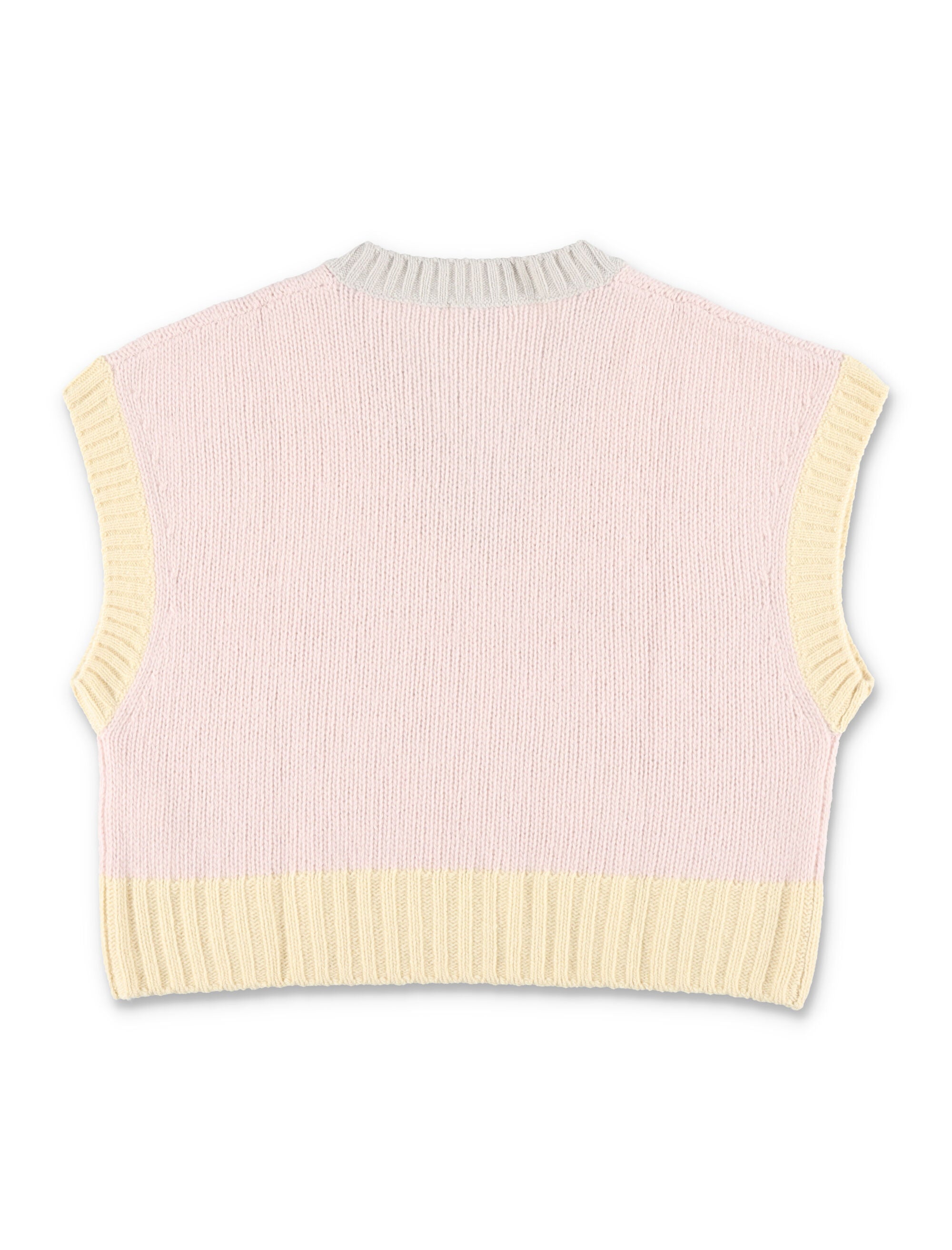 Il Gufo Girls Color Block merino wool vest Pink